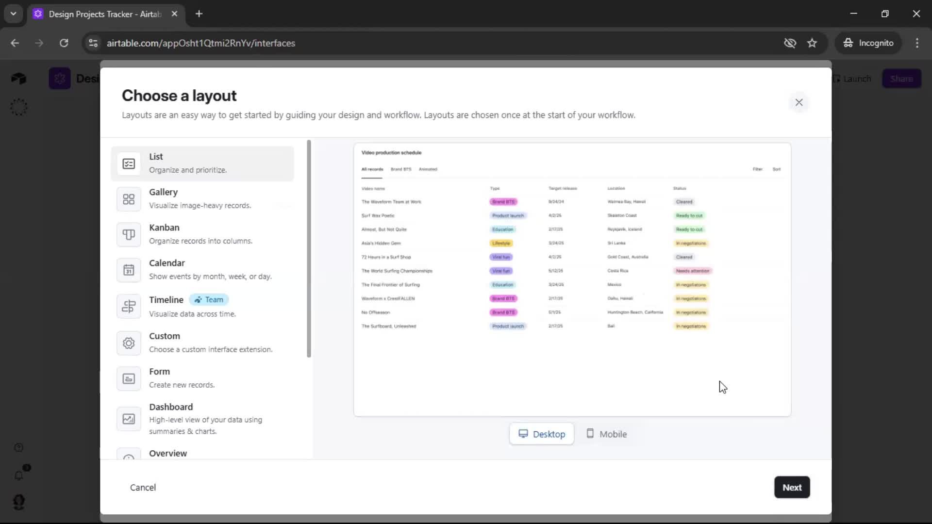 General browsing screenshot