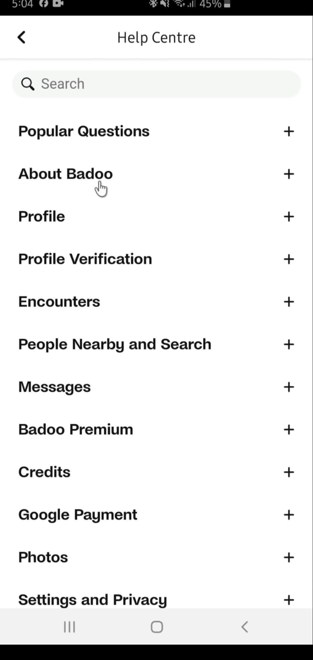 General browsing on Badoo video thumbnail