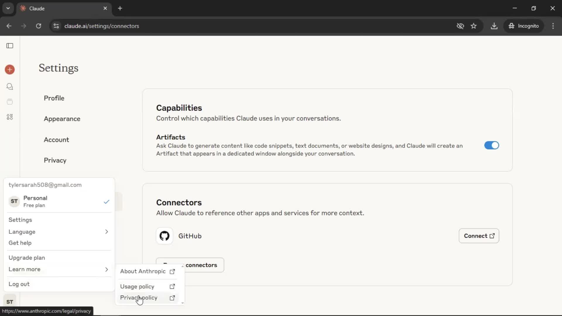 General browsing screenshot
