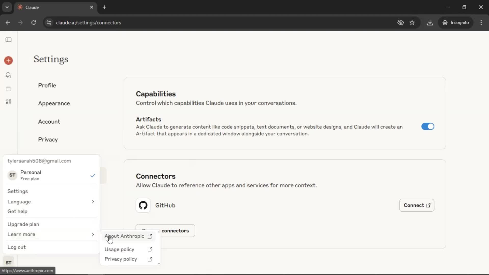 General browsing screenshot
