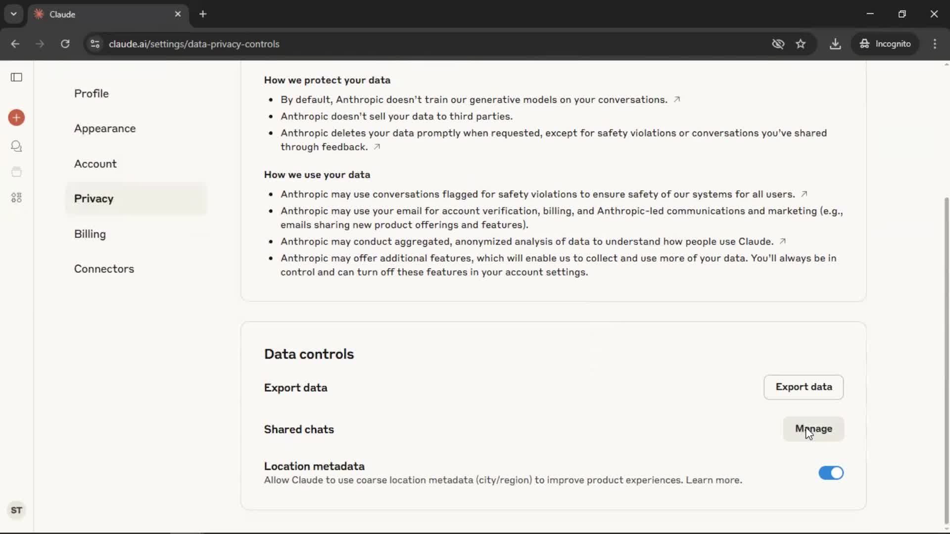 General browsing screenshot