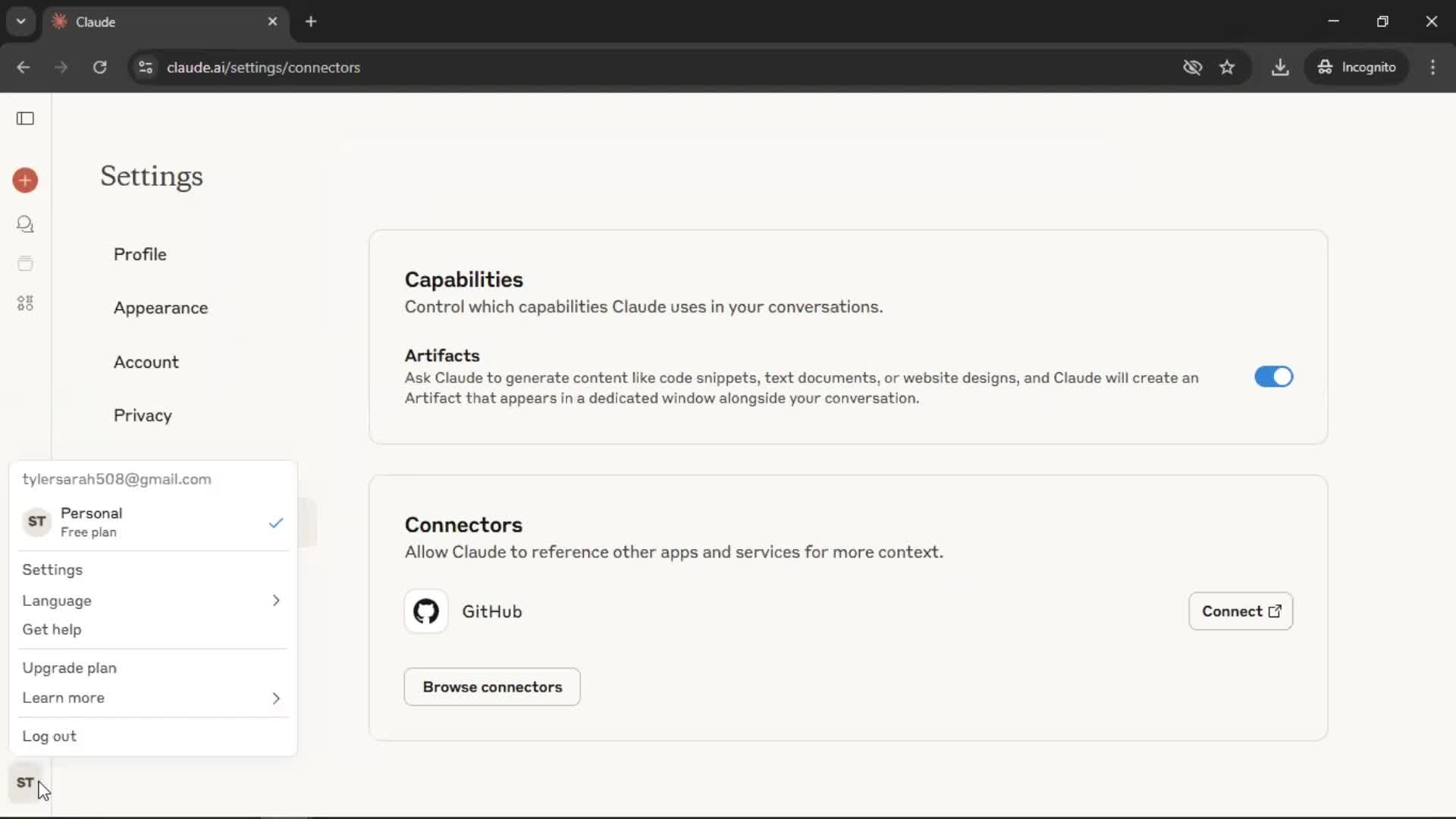 General browsing screenshot
