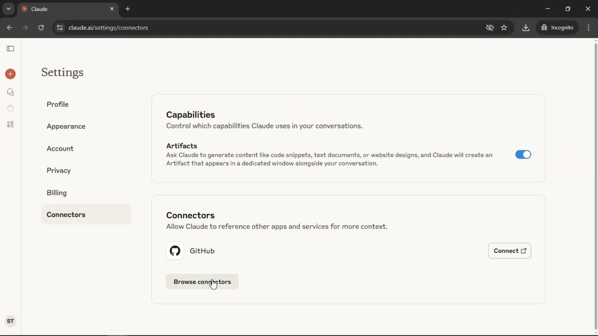 General browsing screenshot