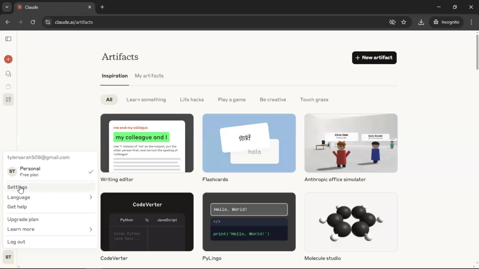 General browsing screenshot