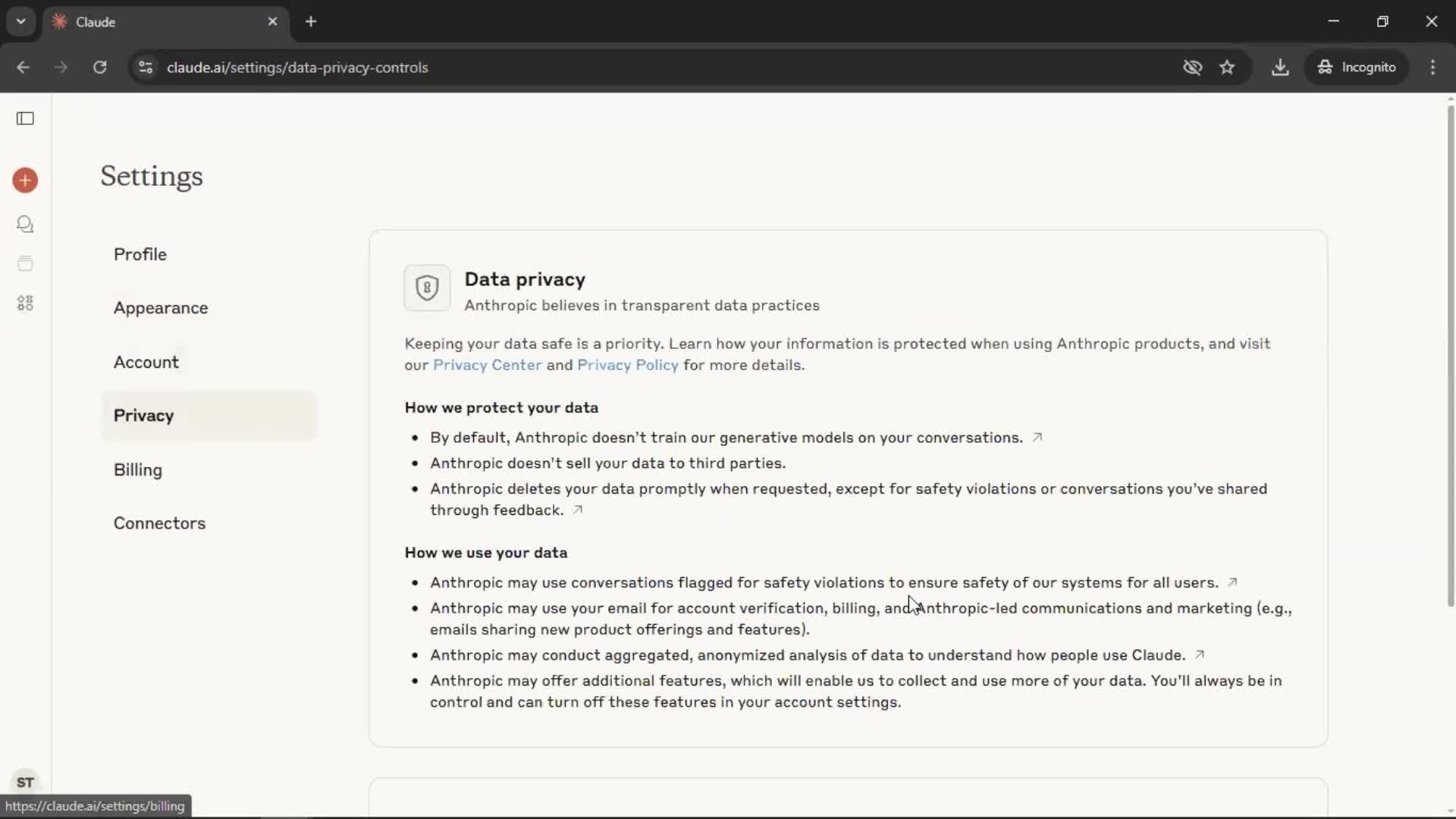 General browsing screenshot