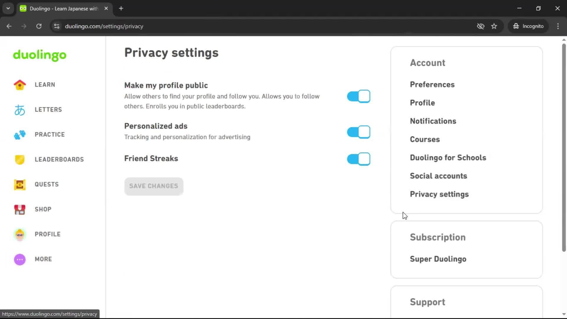 General browsing screenshot