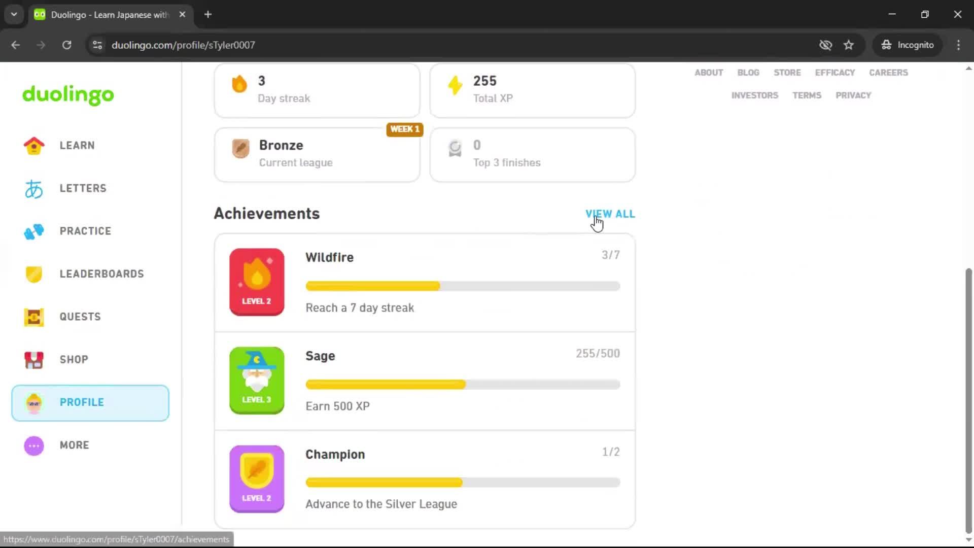 General browsing screenshot