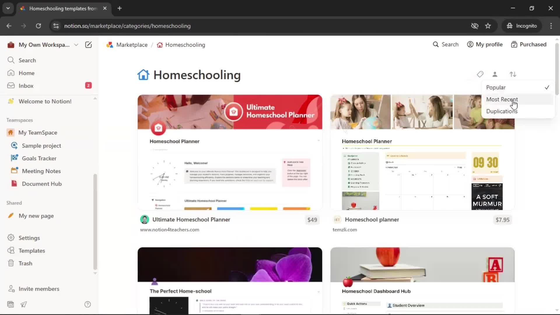 General browsing screenshot