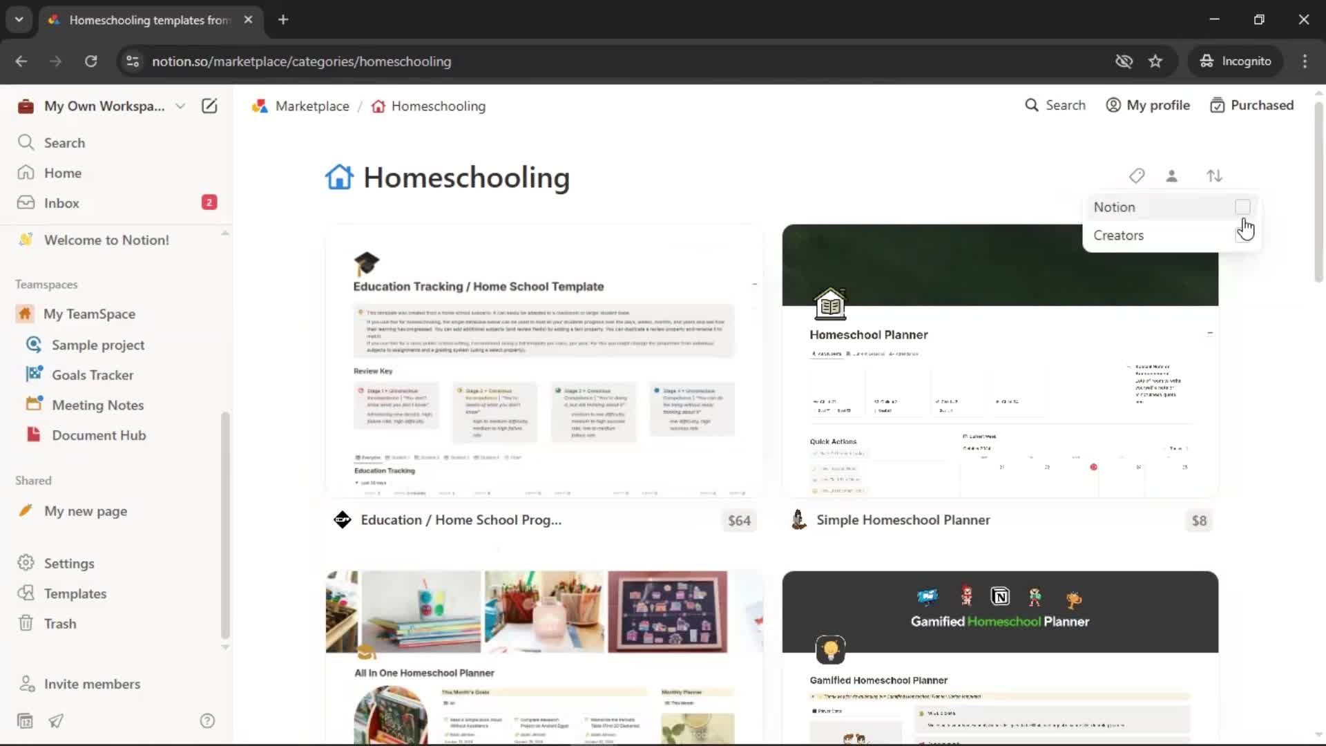 General browsing screenshot