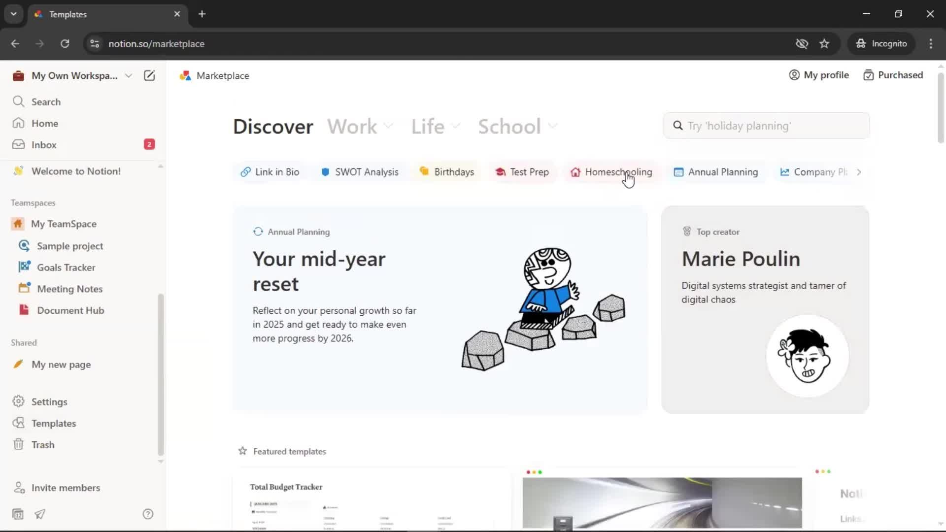 General browsing screenshot