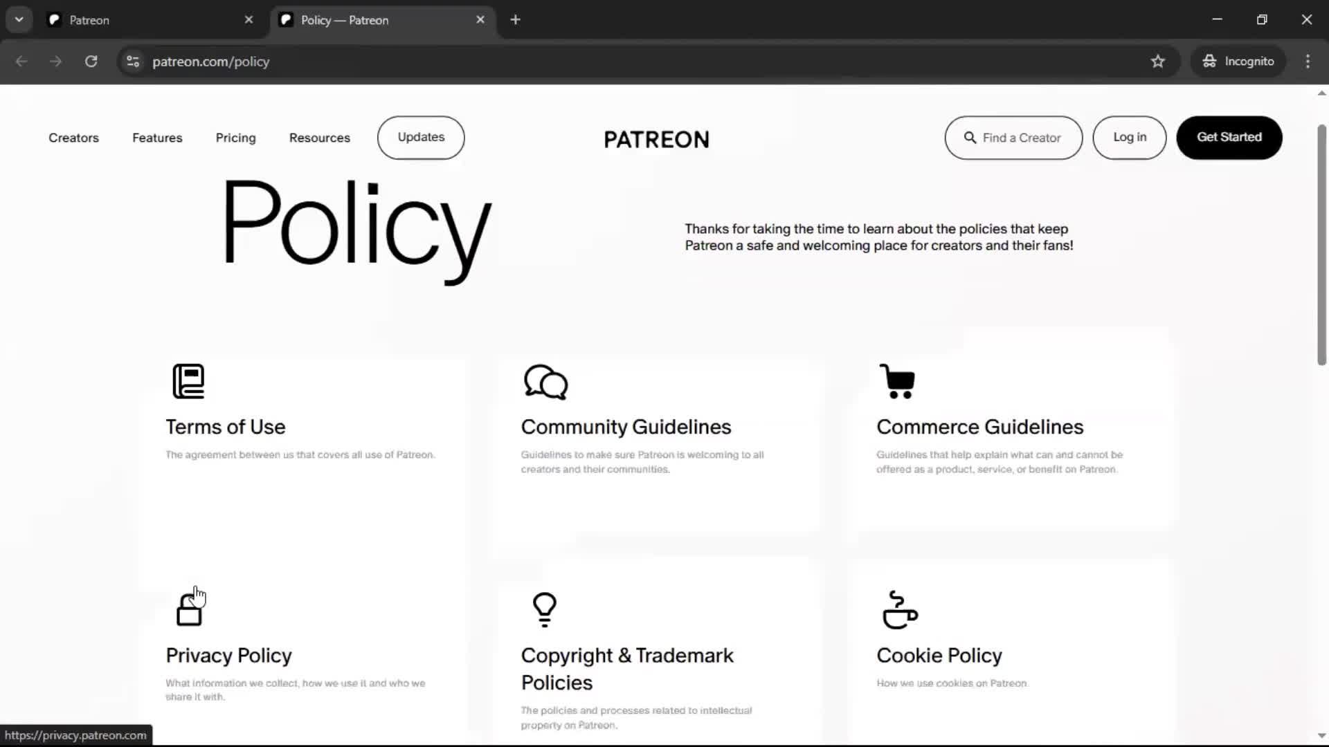 General browsing screenshot