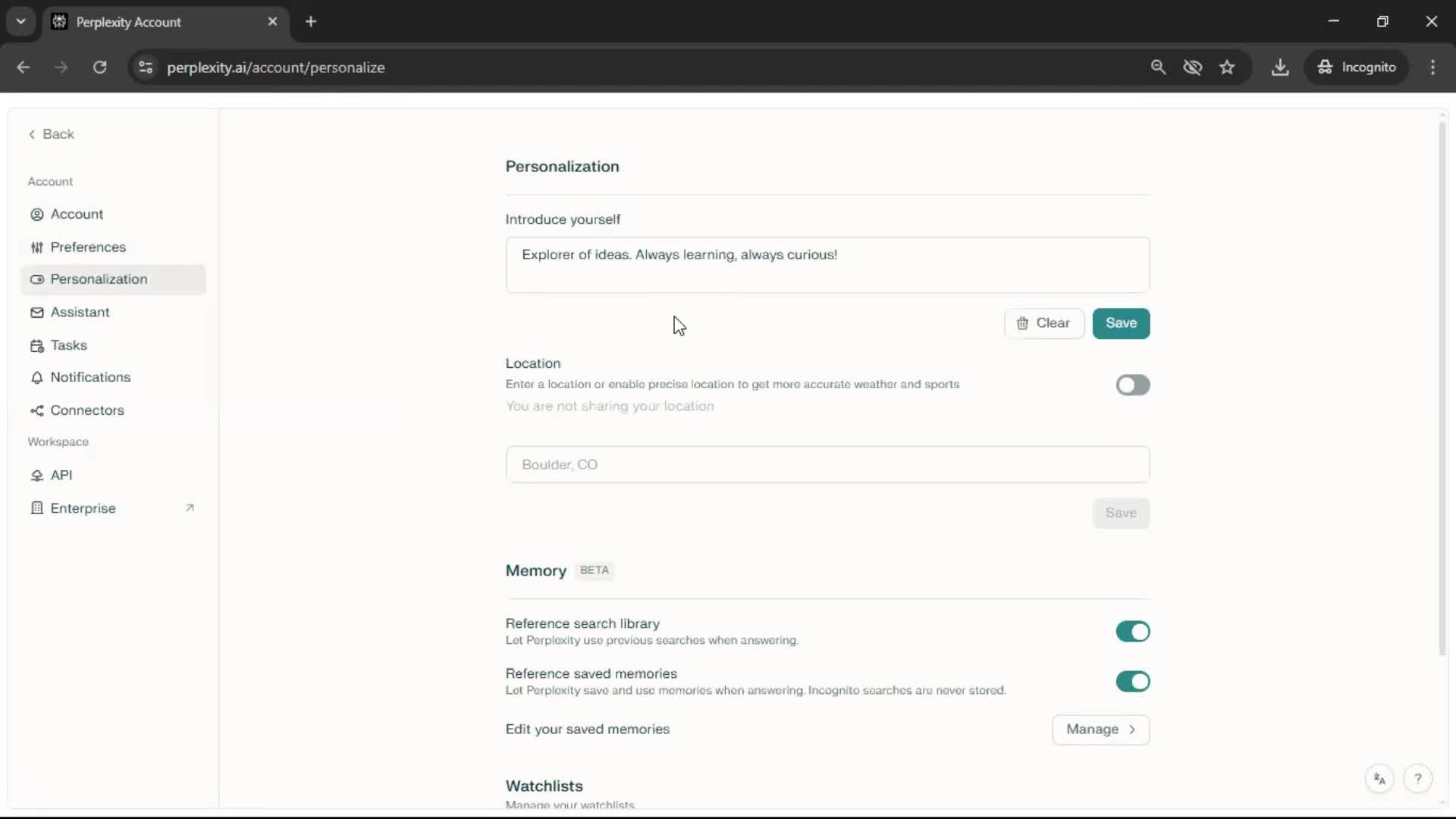 General browsing screenshot