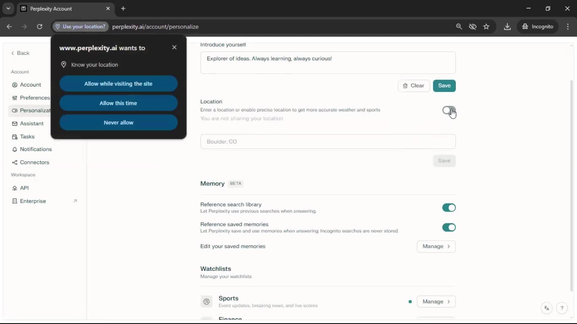 General browsing screenshot