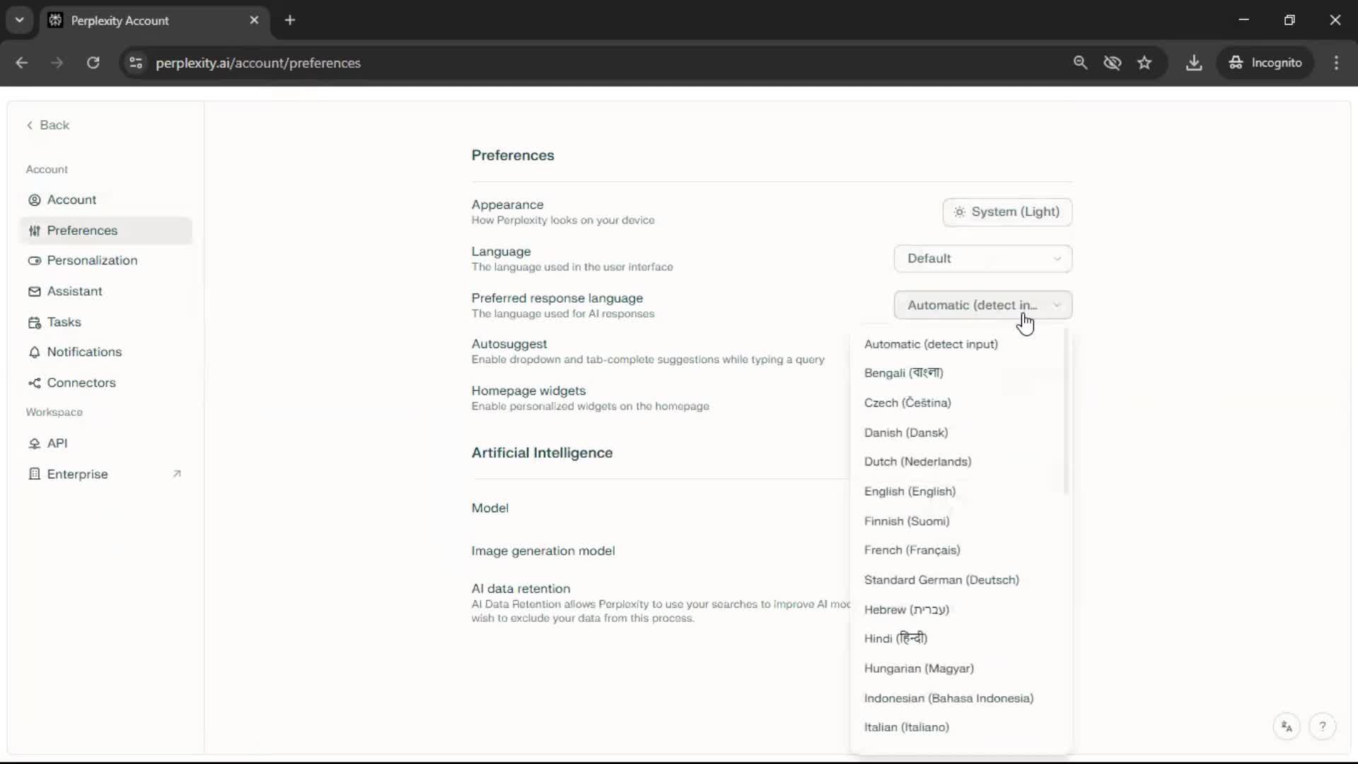 General browsing screenshot