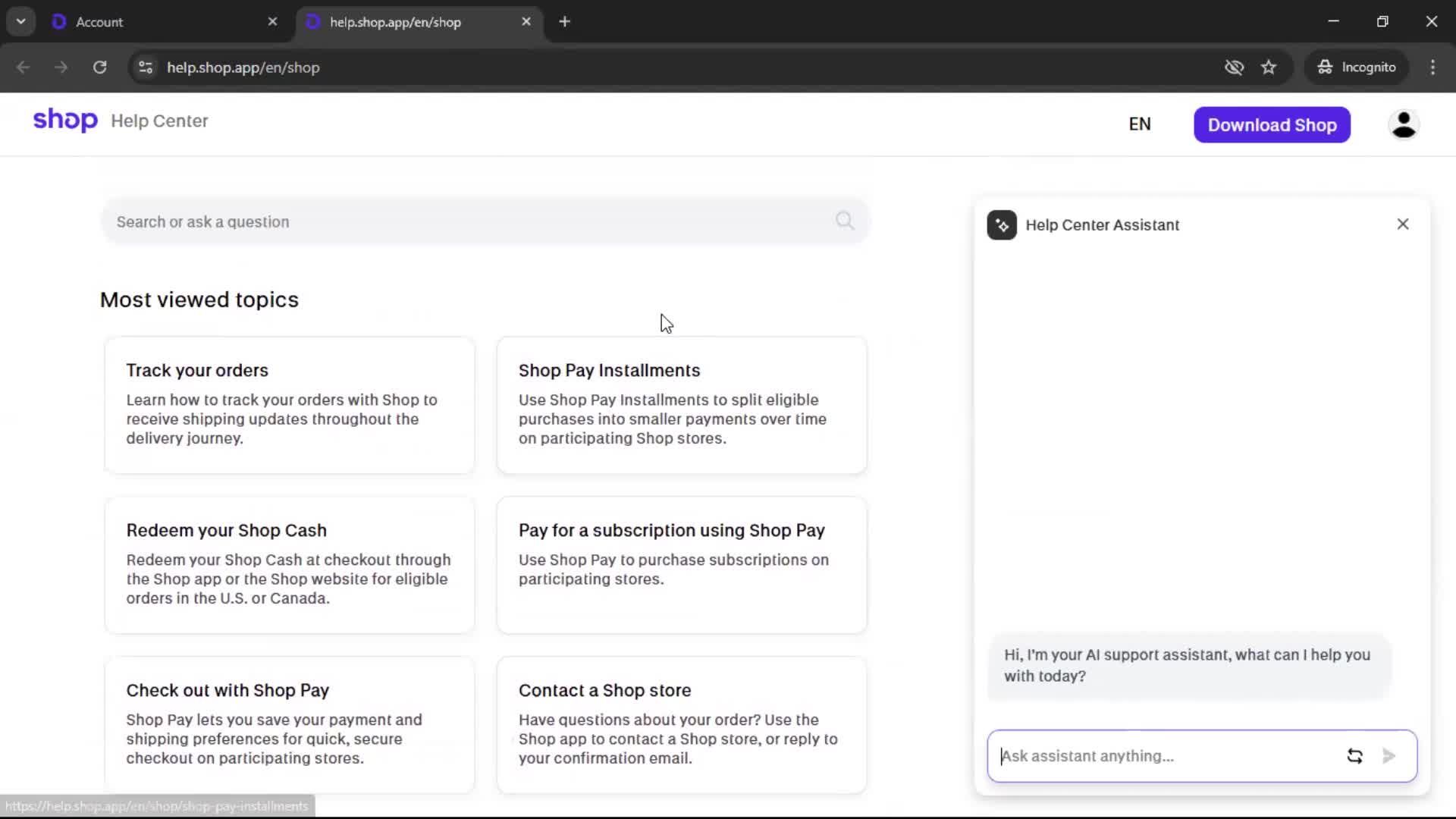 General browsing screenshot