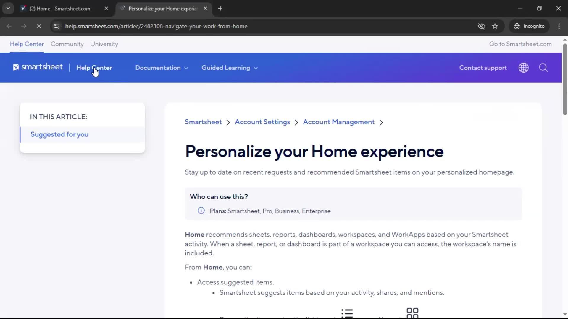 General browsing screenshot