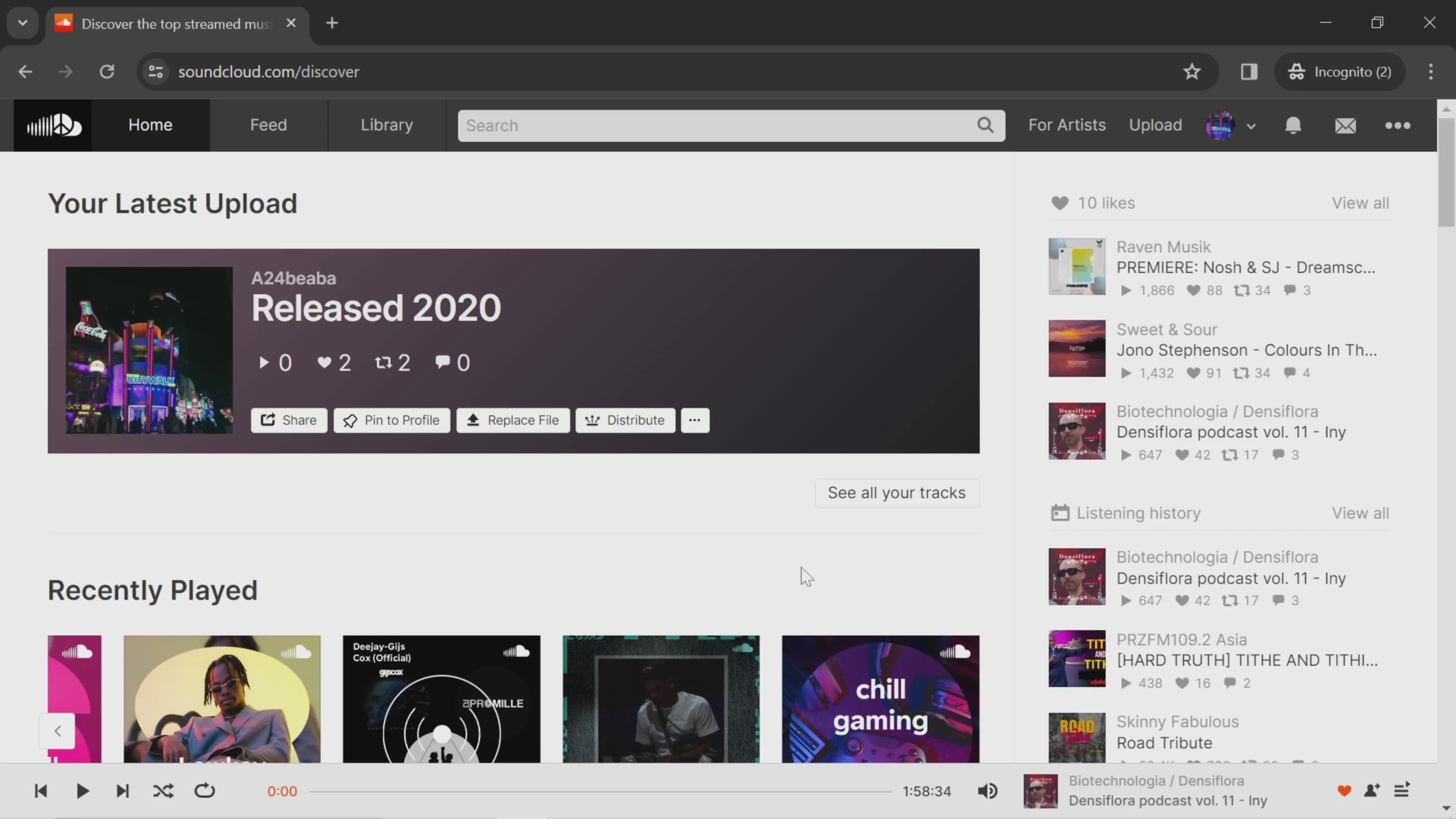 General browsing on SoundCloud video thumbnail