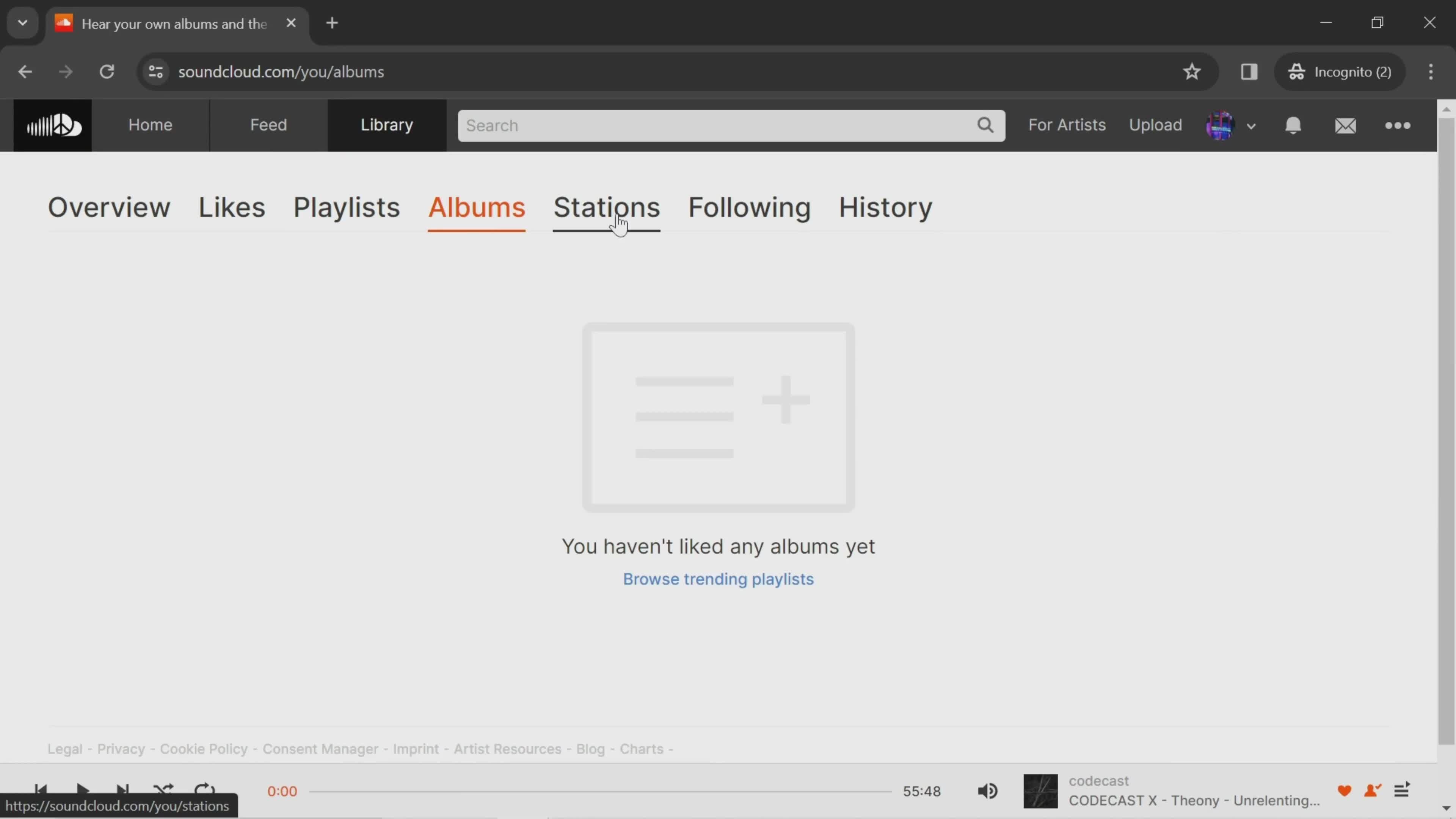 General browsing on SoundCloud video thumbnail