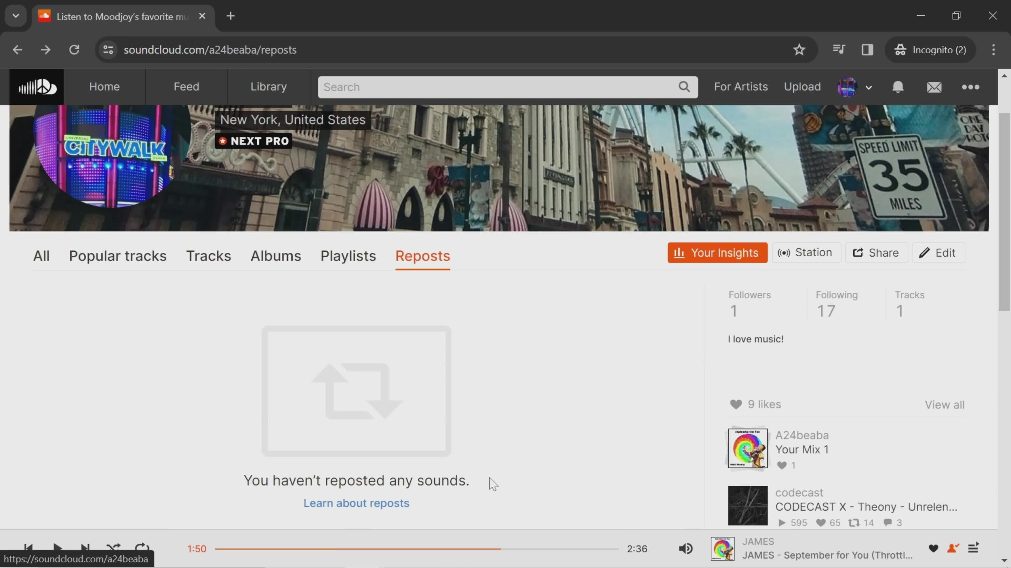 General browsing on SoundCloud video thumbnail