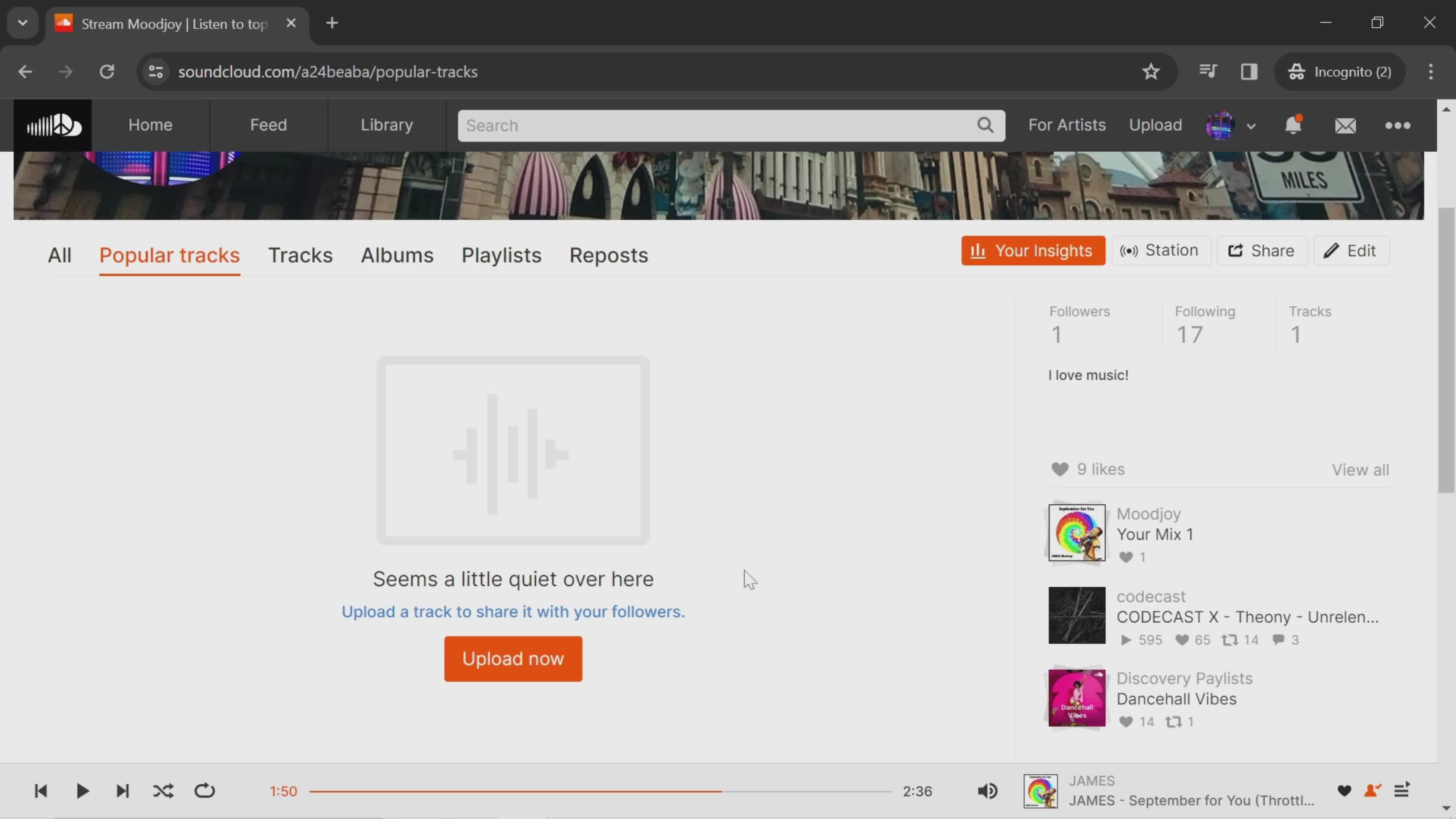 General browsing on SoundCloud video thumbnail