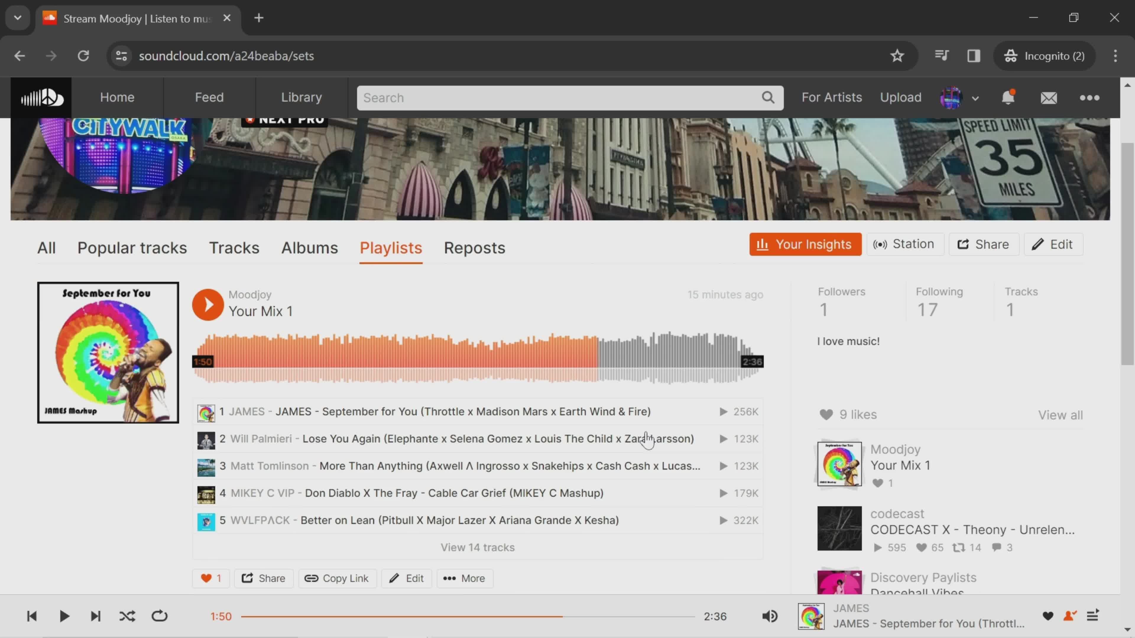 General browsing on SoundCloud video thumbnail