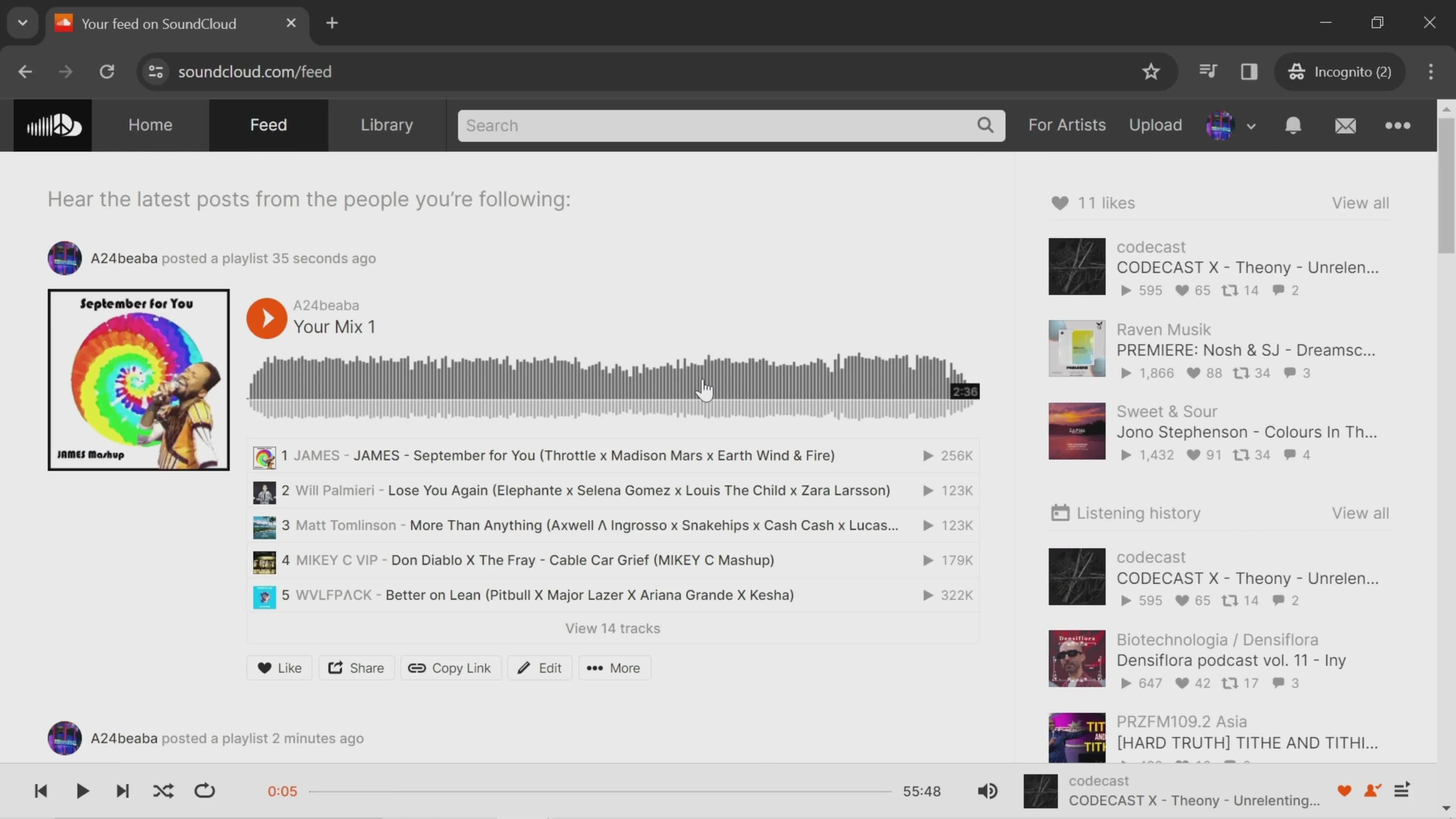 General browsing on SoundCloud video thumbnail