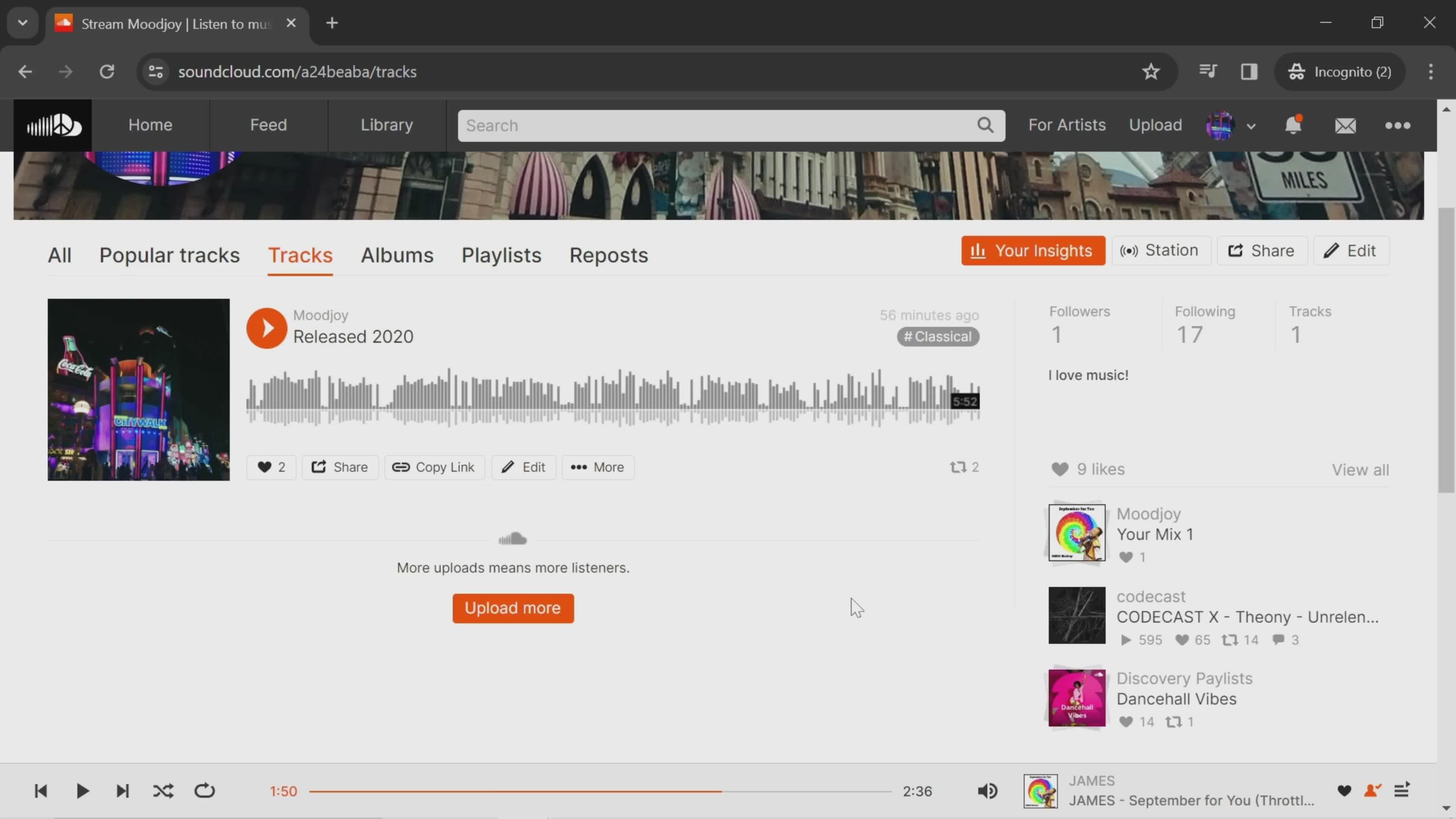 General browsing on SoundCloud video thumbnail