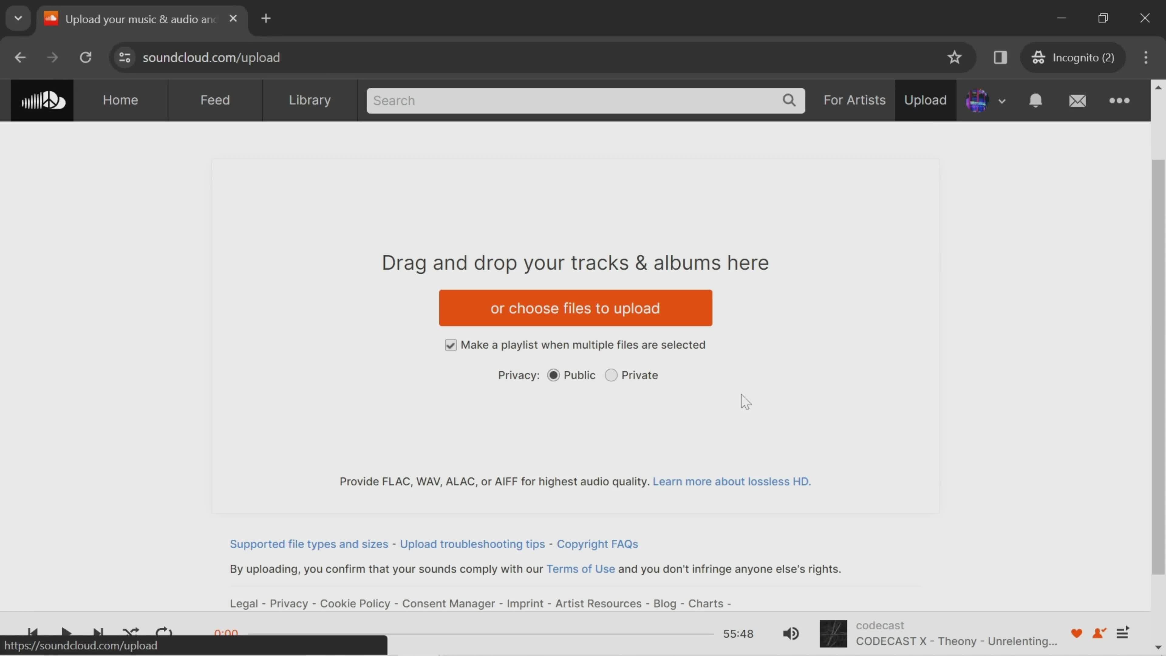 General browsing on SoundCloud video thumbnail