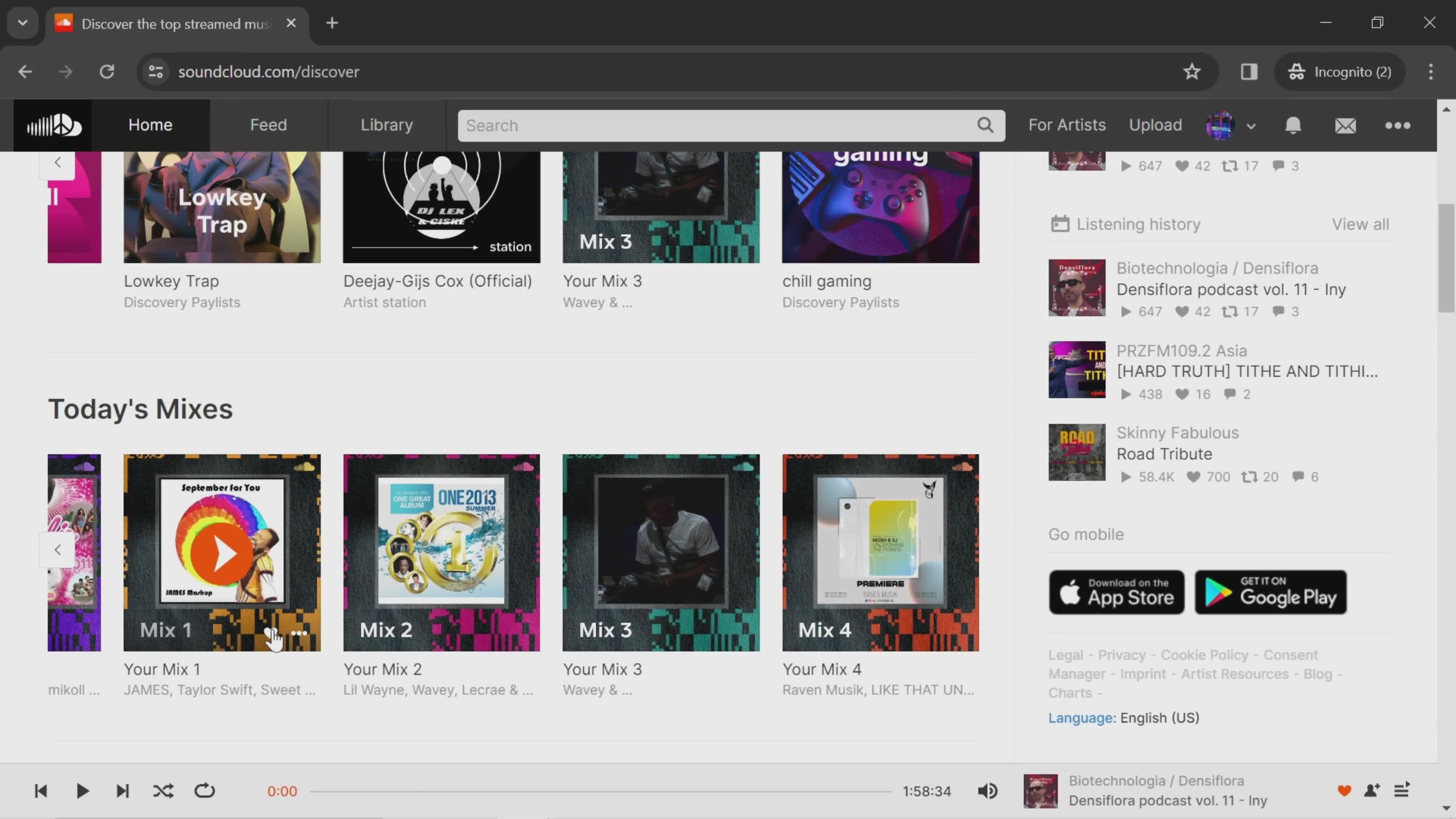 General browsing on SoundCloud video thumbnail