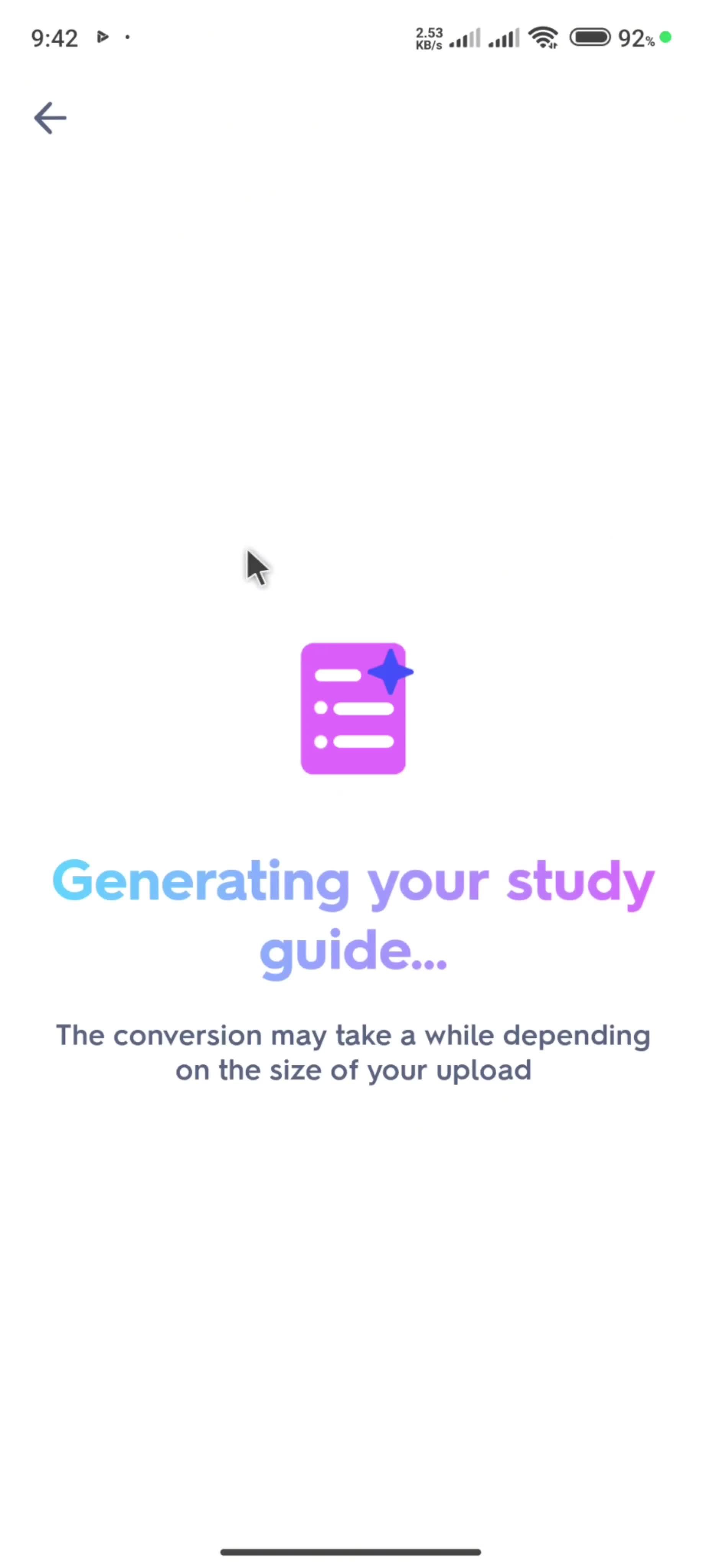 Generating study guide screenshot