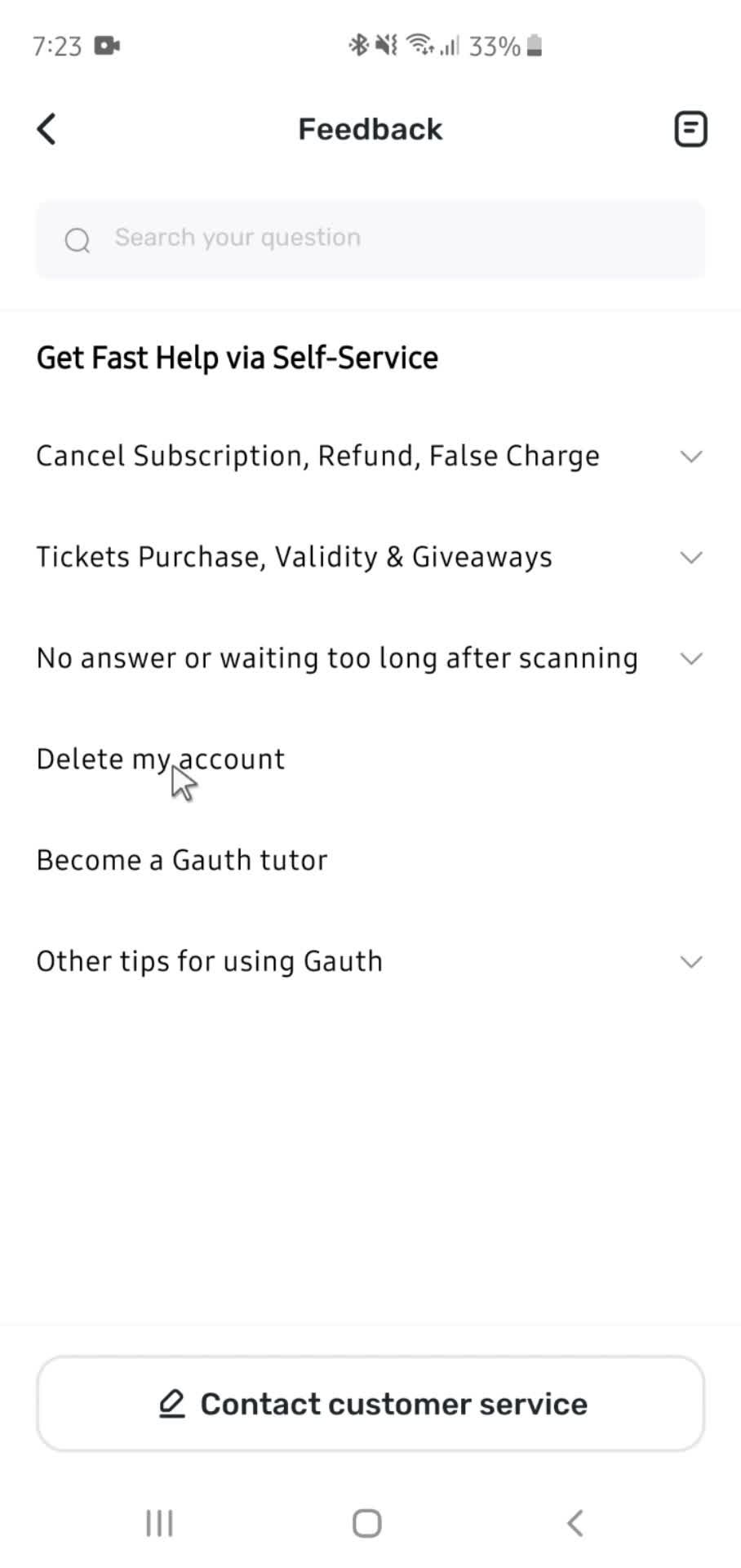 Help center screenshot