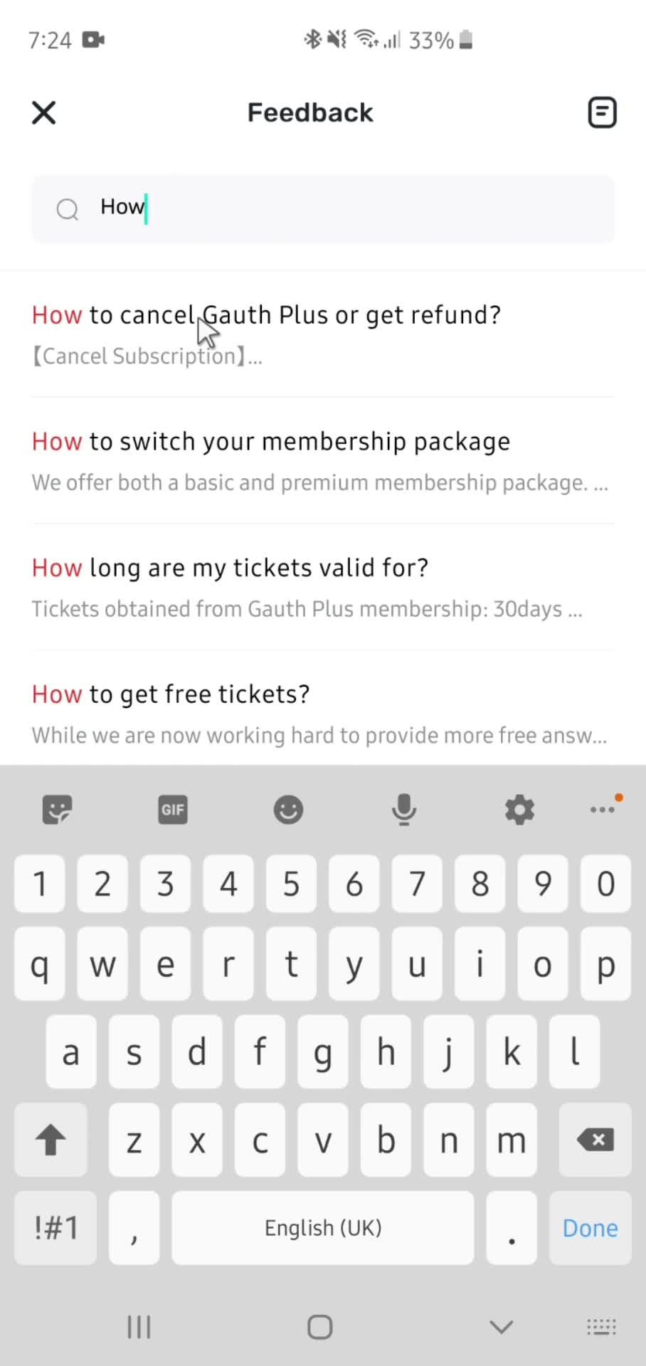 Help center screenshot