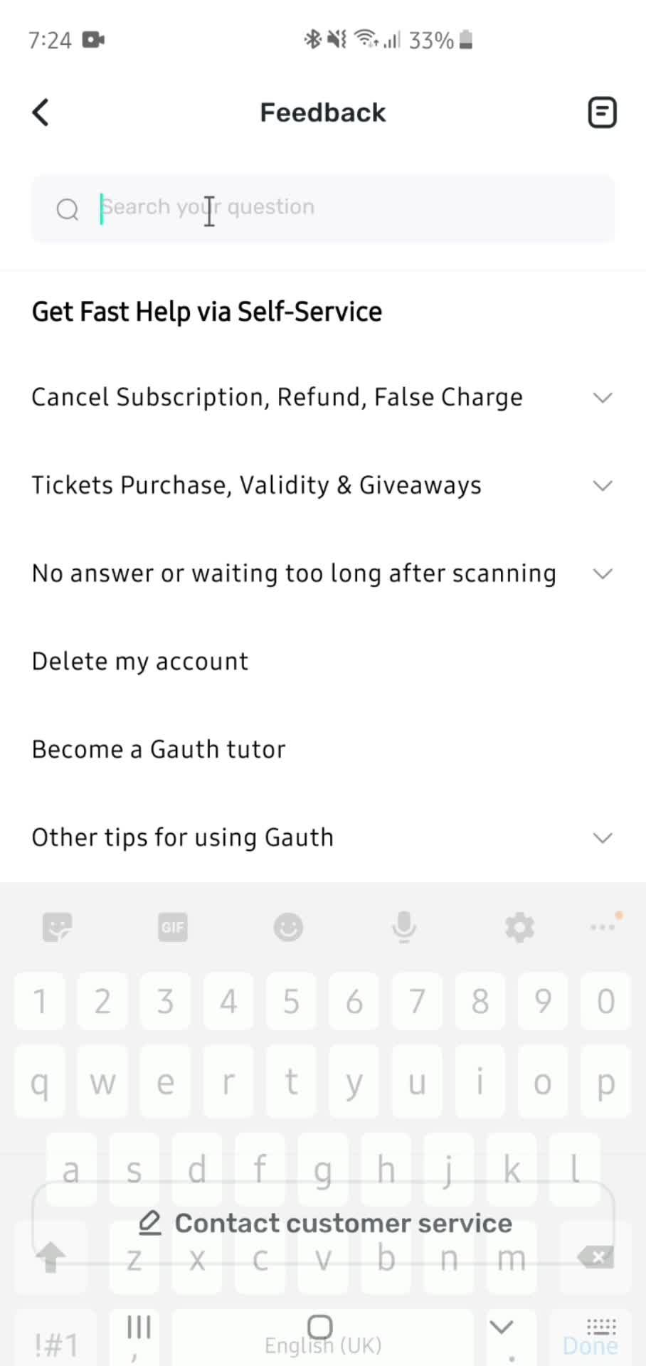 Help center screenshot