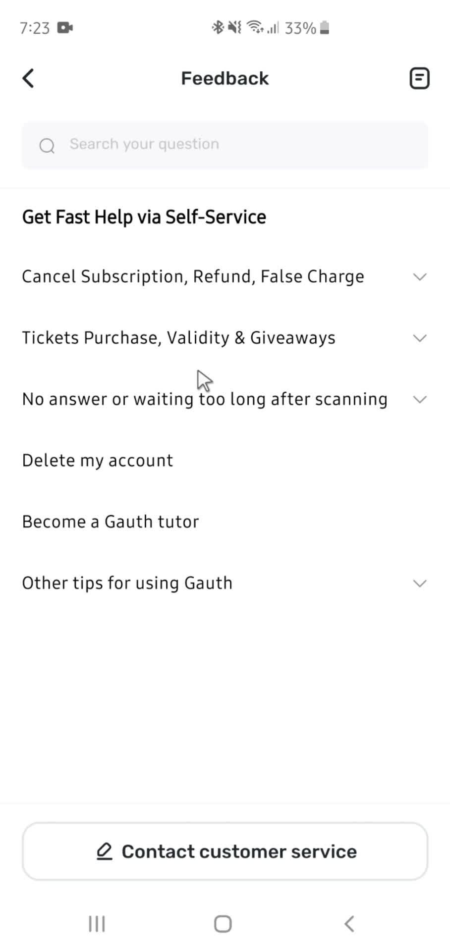 Help center screenshot