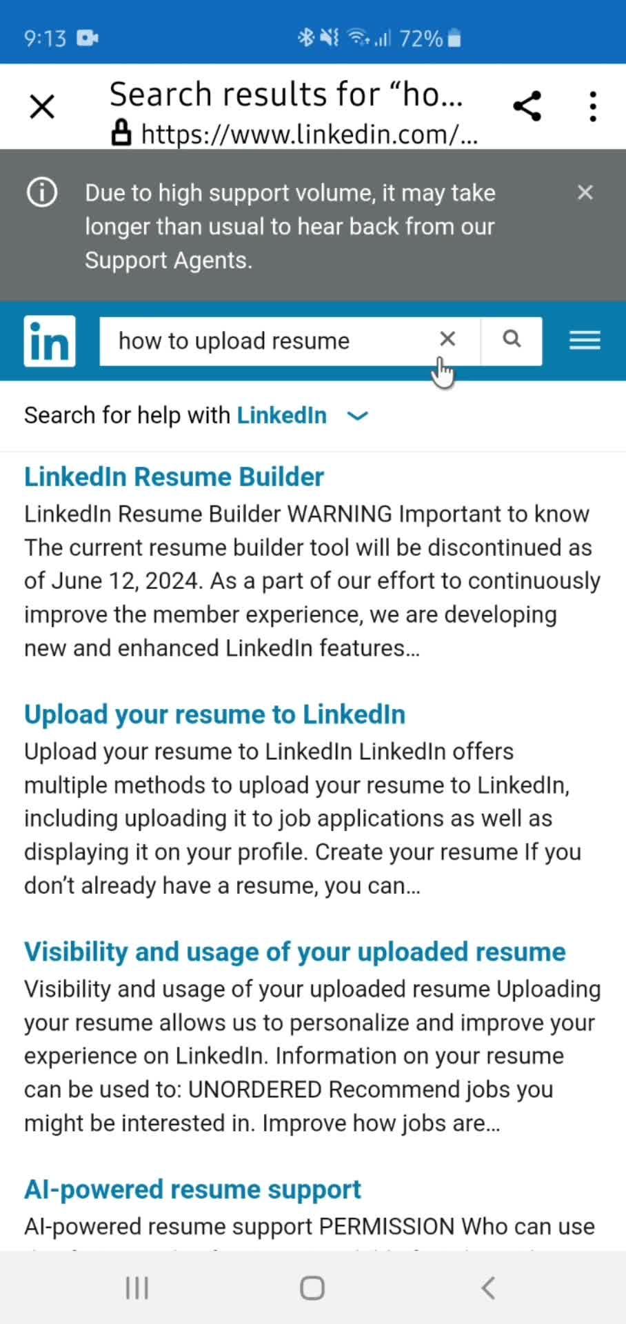 Help center screenshot