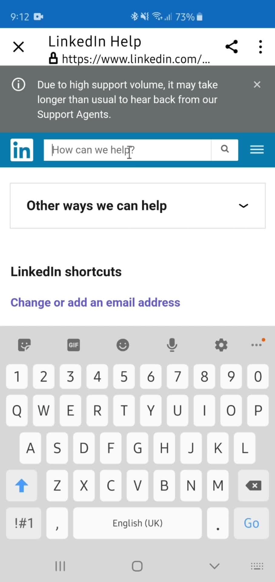 Help center screenshot