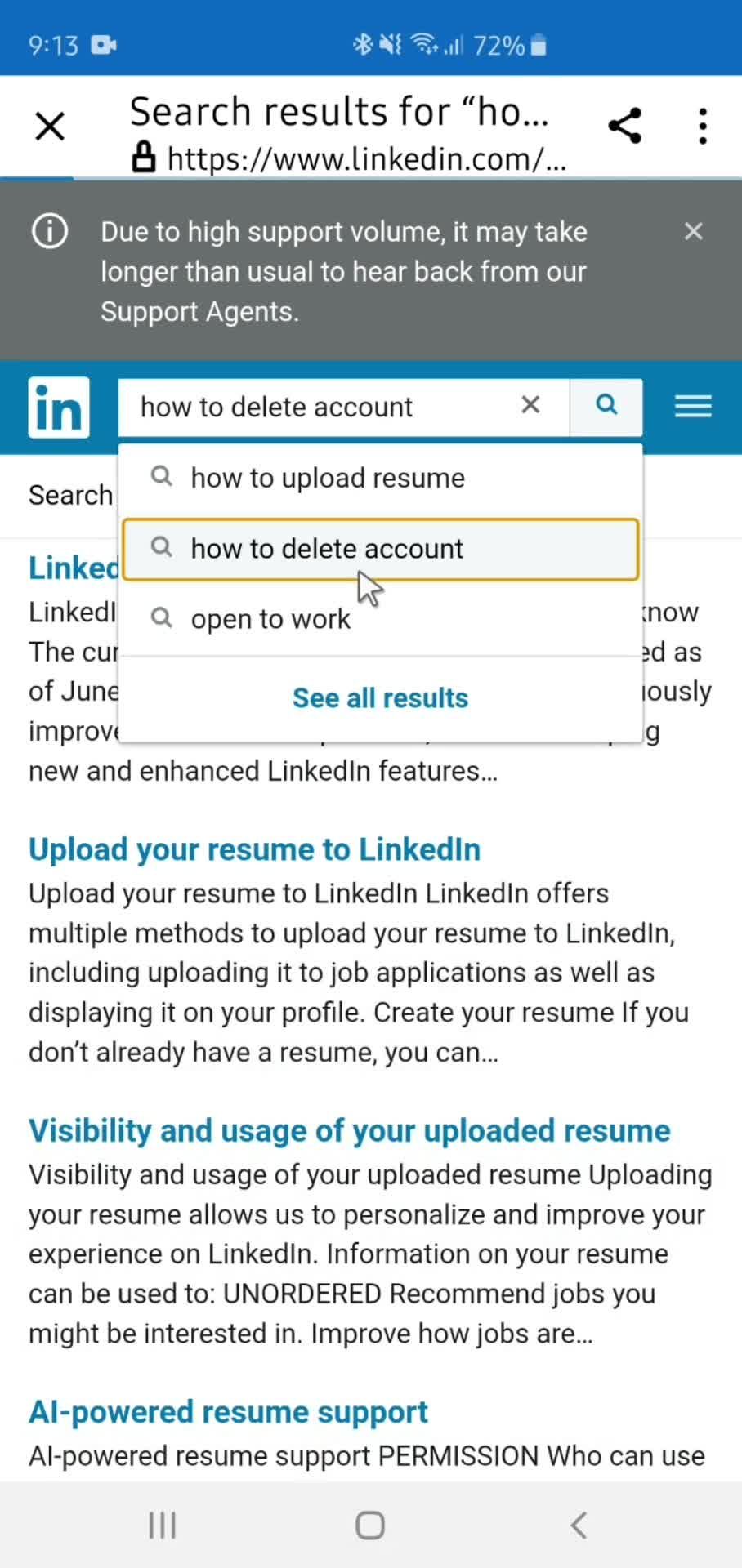 Help center screenshot