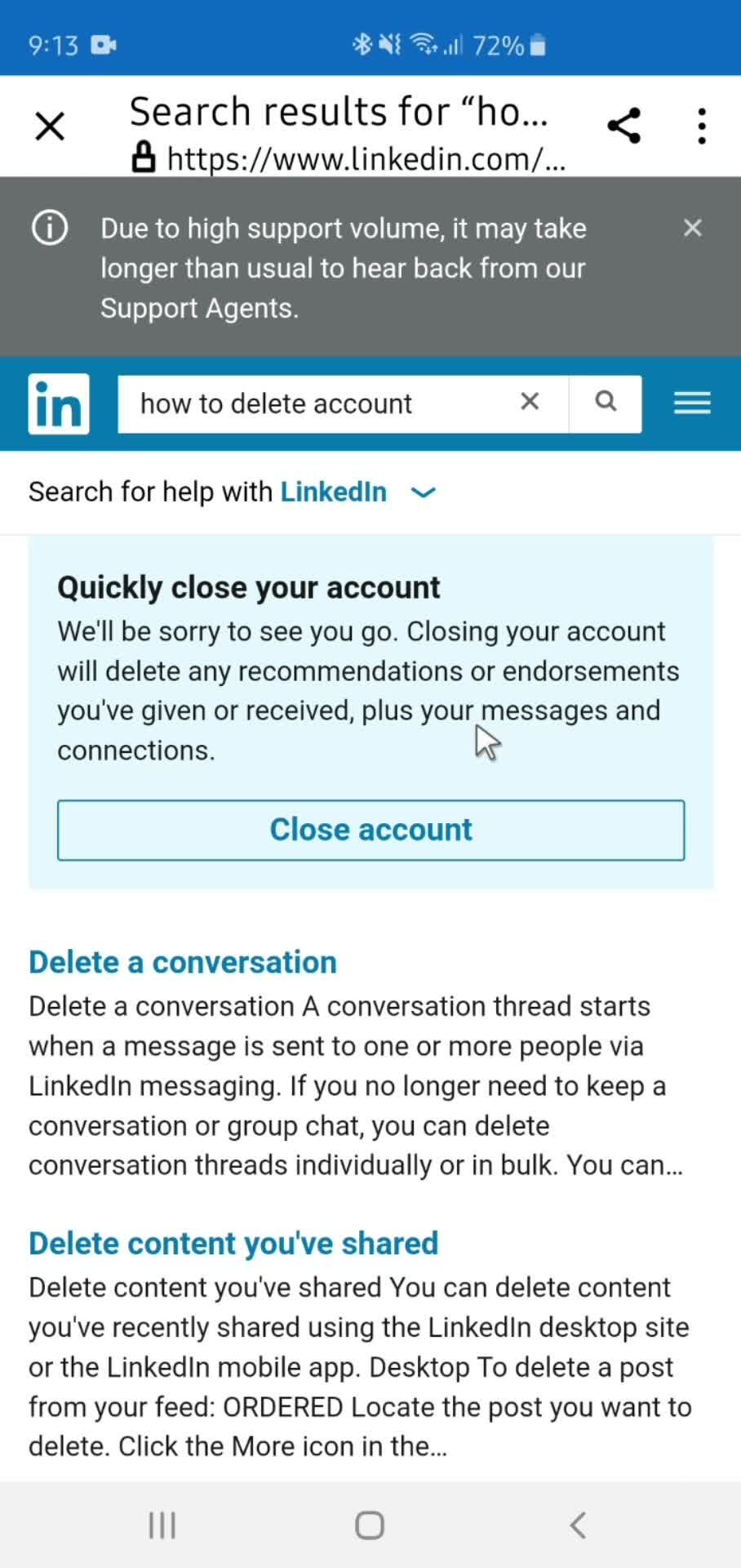 Help center screenshot