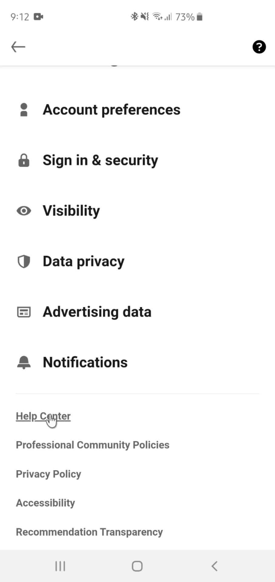 Help center screenshot