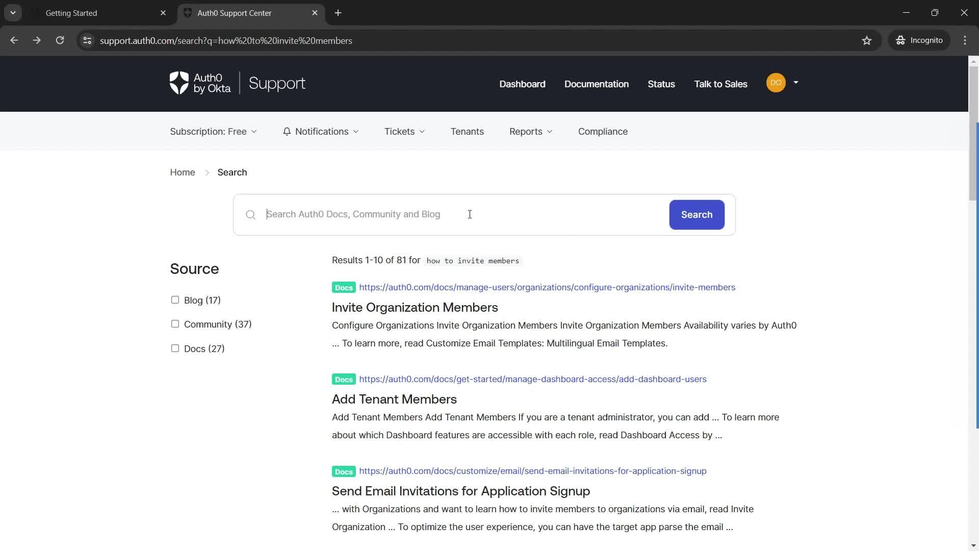 Help center screenshot