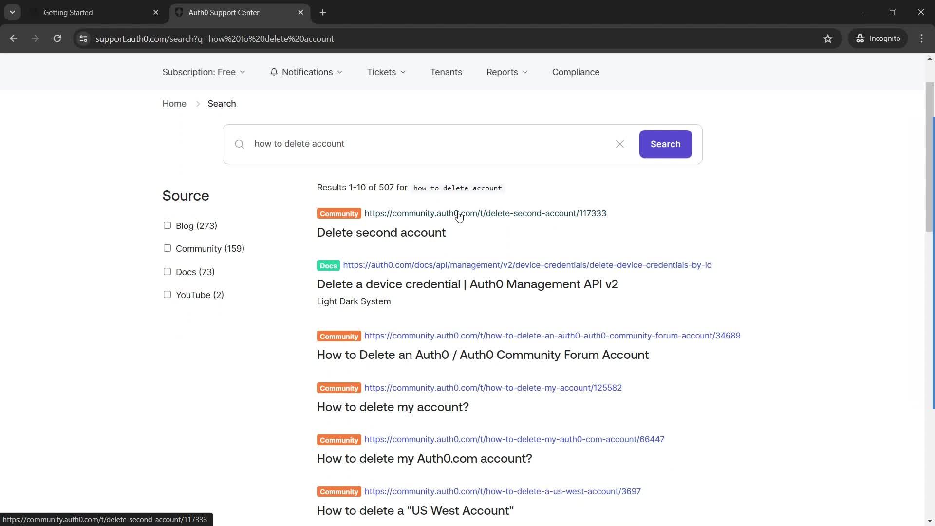 Help center screenshot
