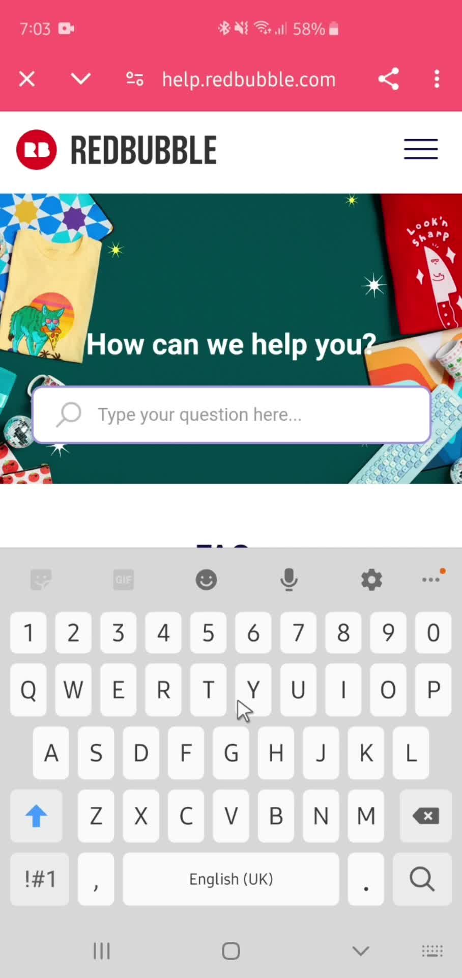 Help center screenshot