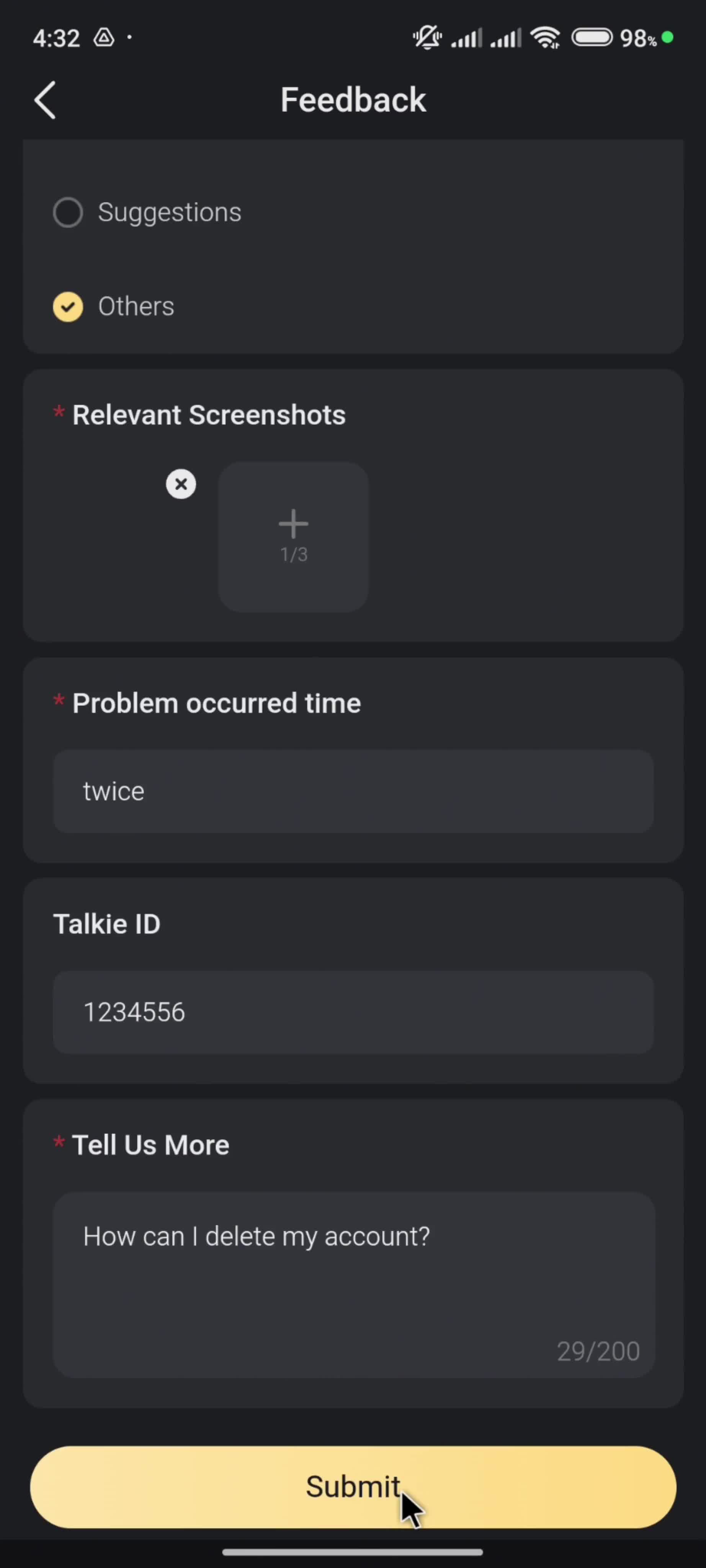 Help center screenshot