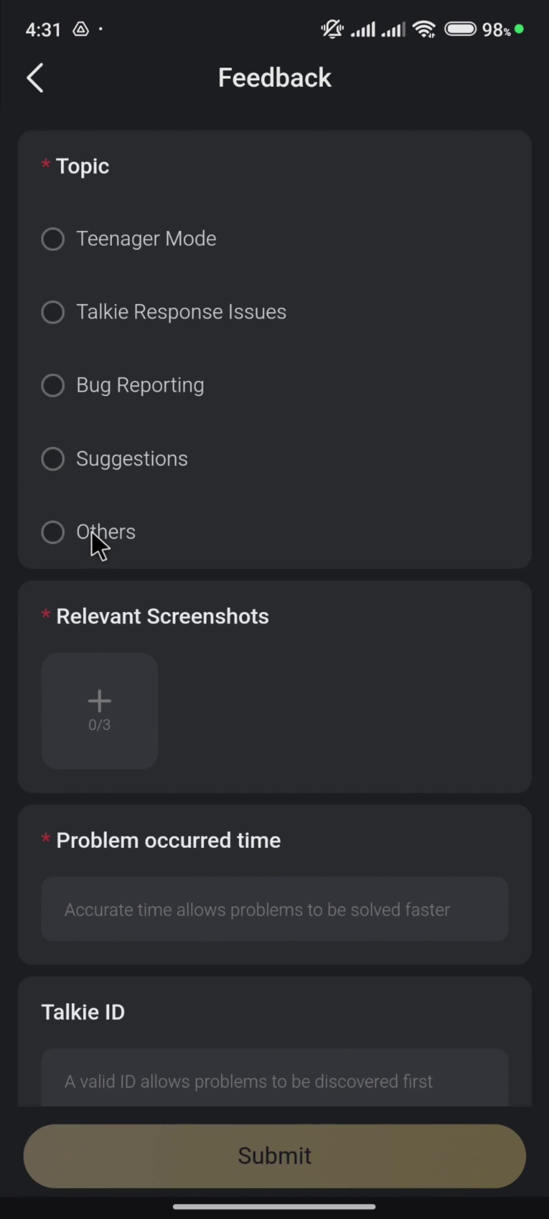 Help center screenshot