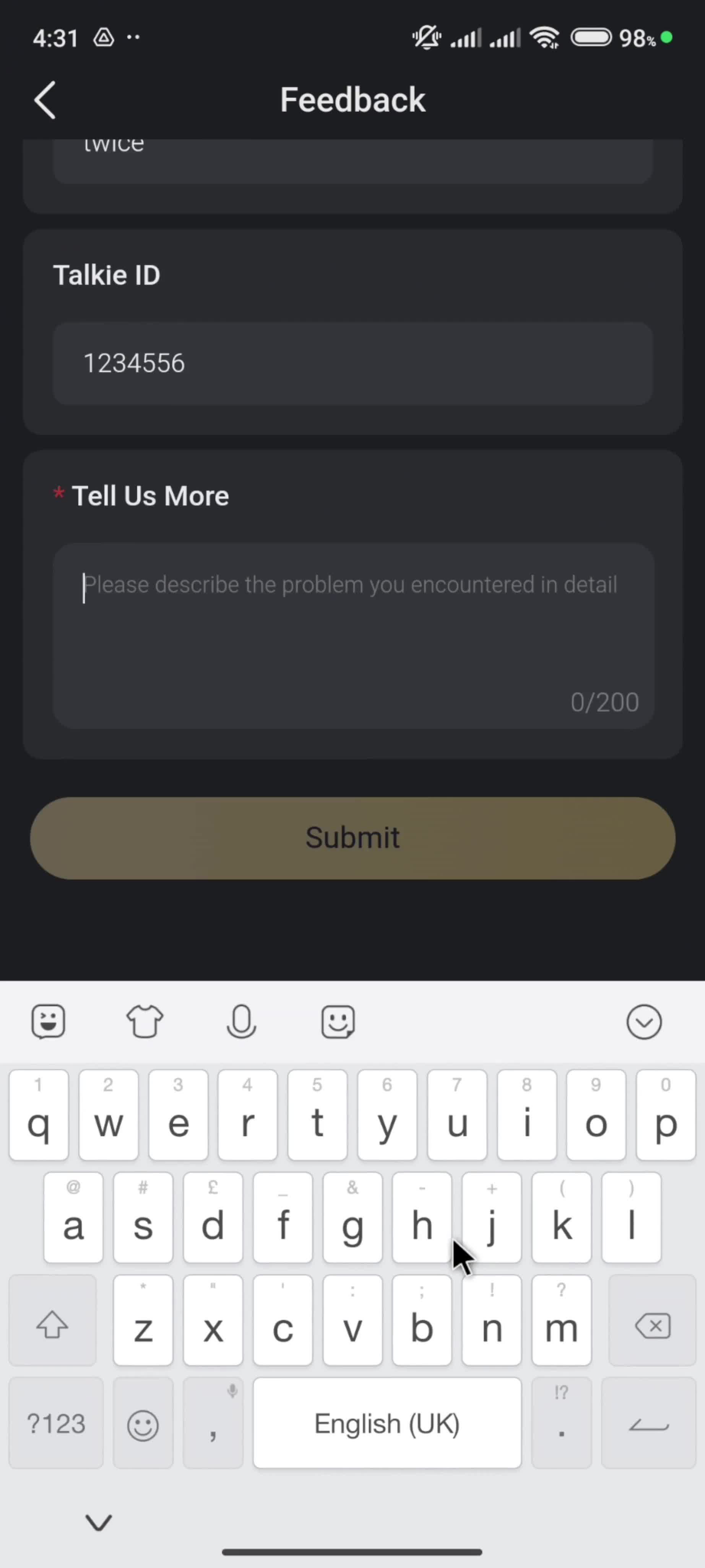 Help center screenshot