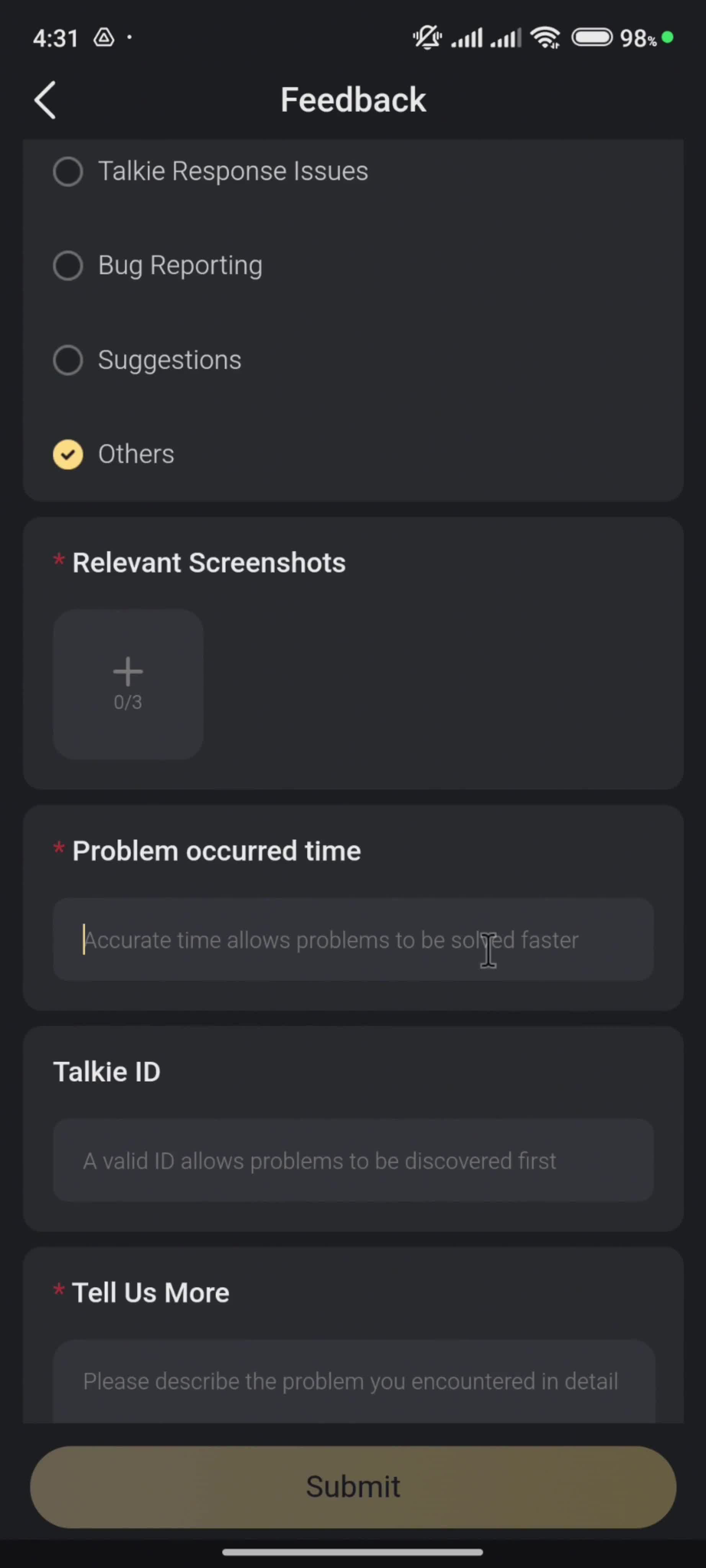 Help center screenshot