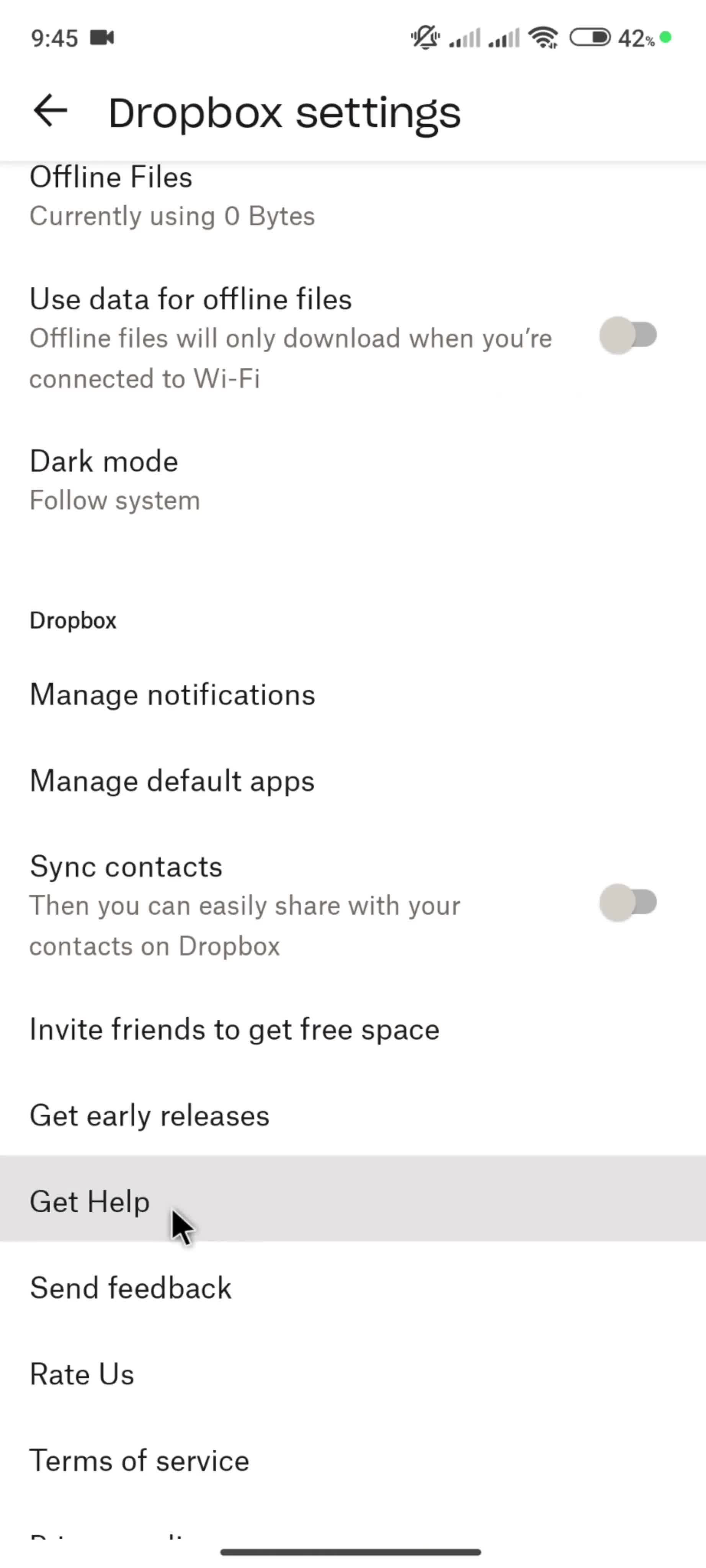 Help center screenshot
