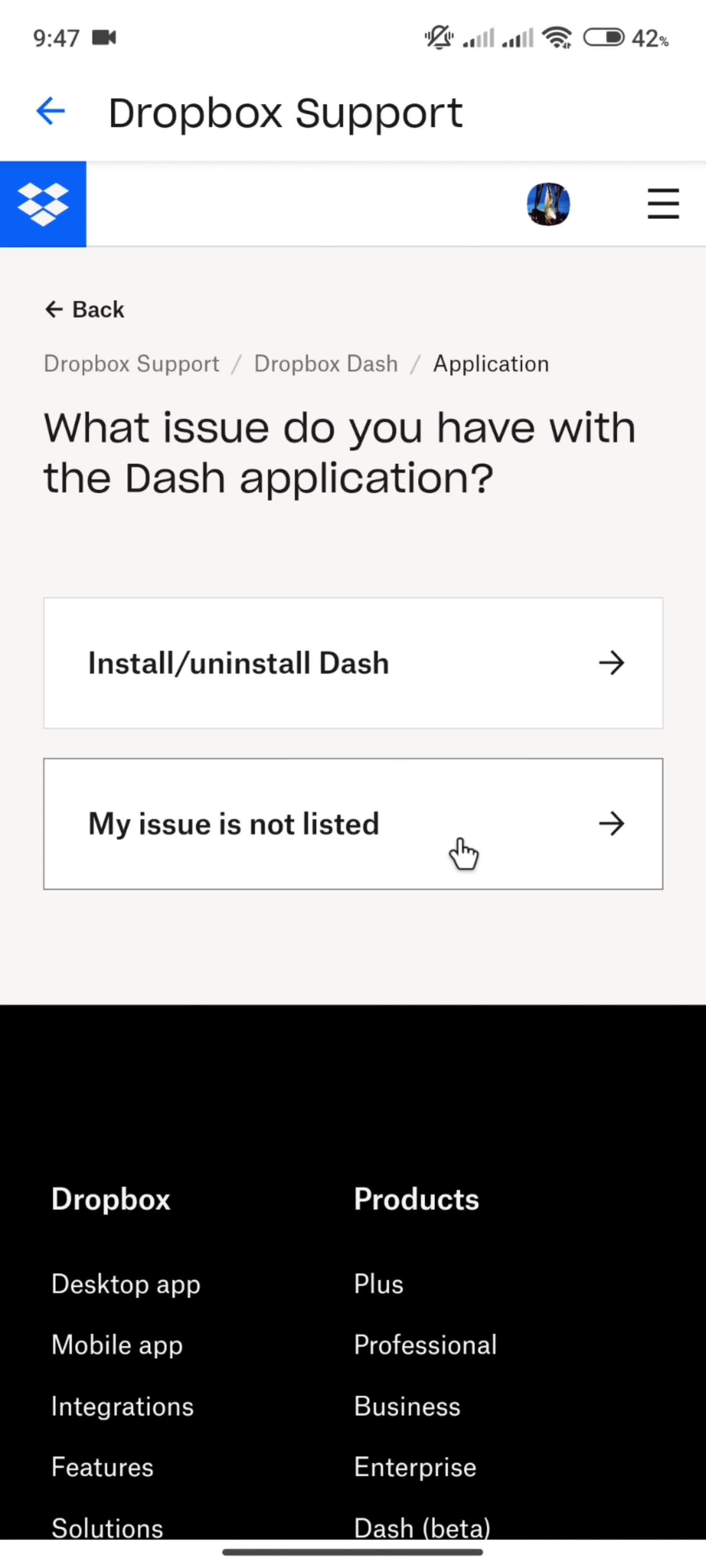 Help center screenshot