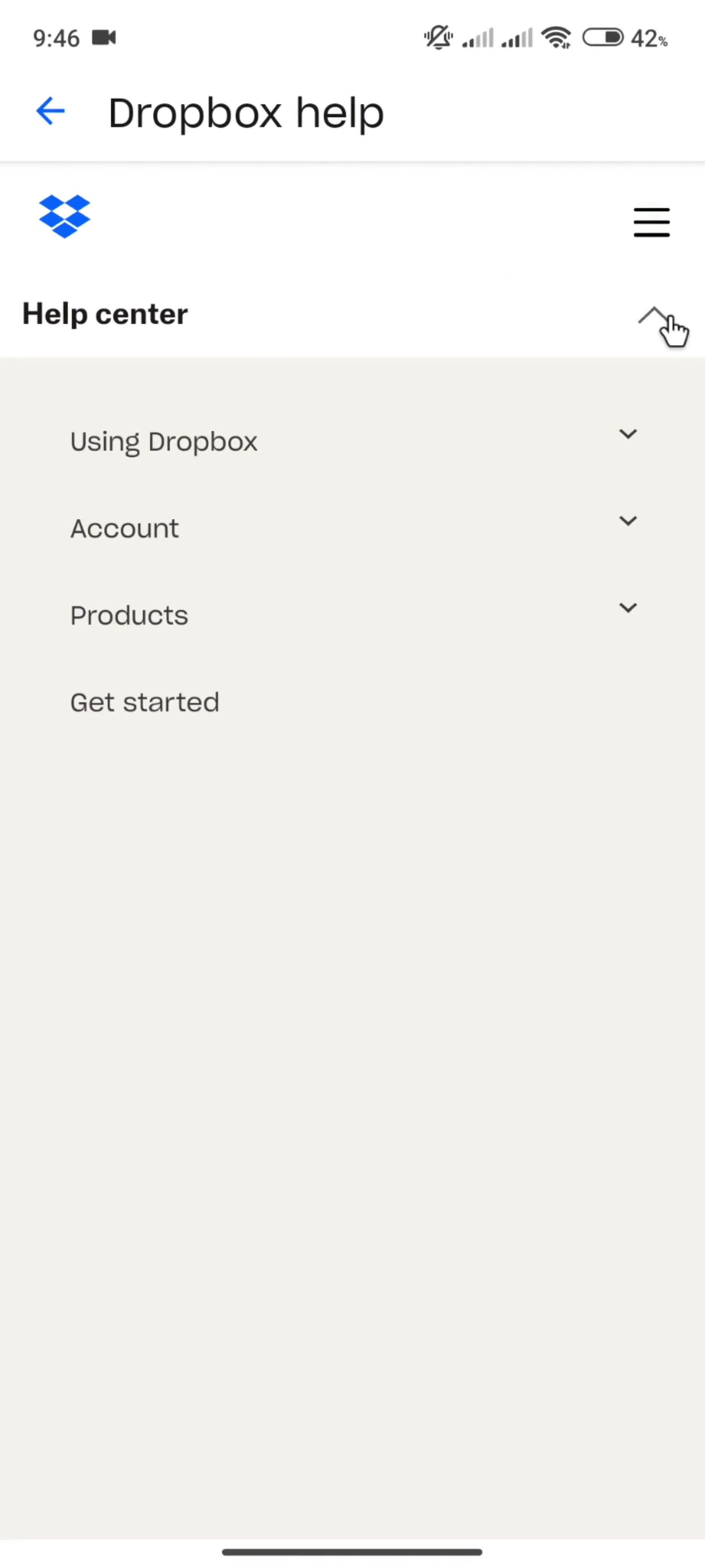 Help center screenshot