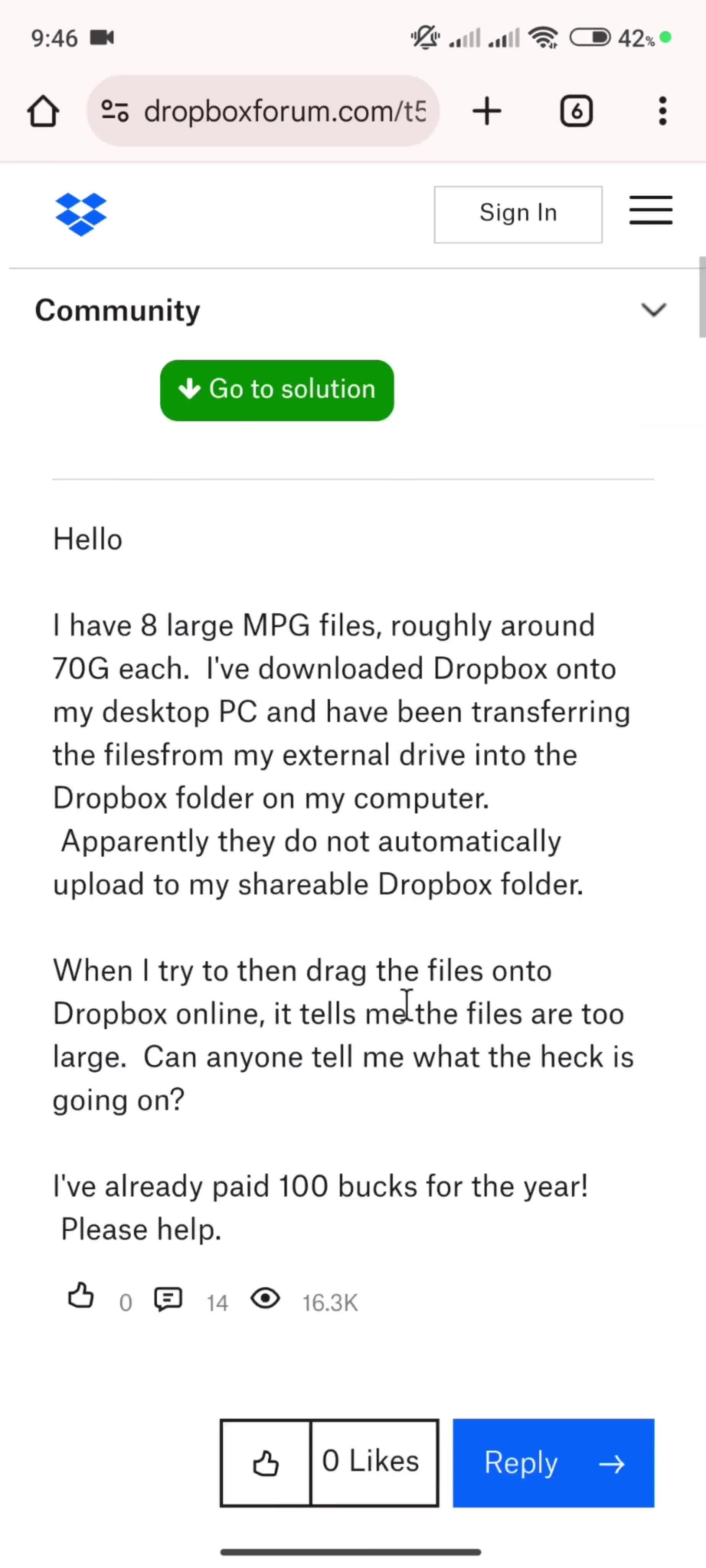 Help center screenshot